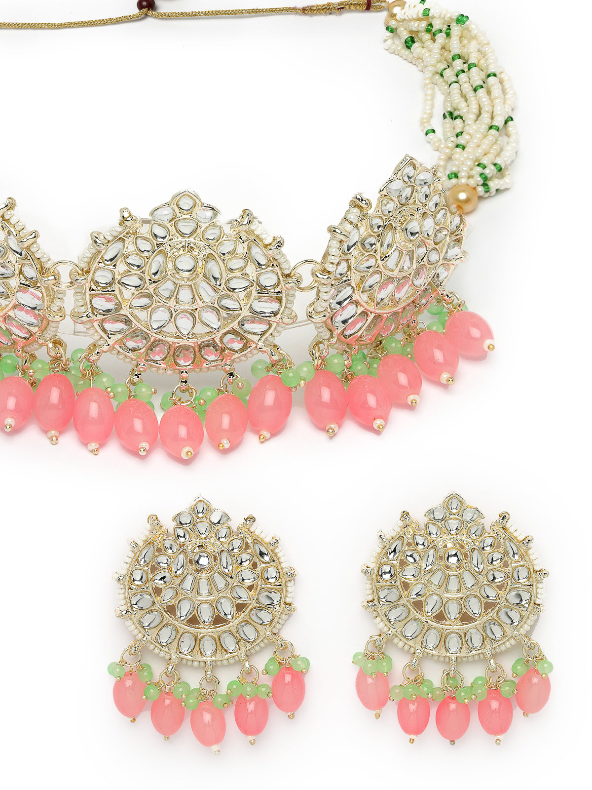 Studio Sukkhi Glam Gold Plated Pink Kundan & Beads Choker Necklace Set For Women NS105812