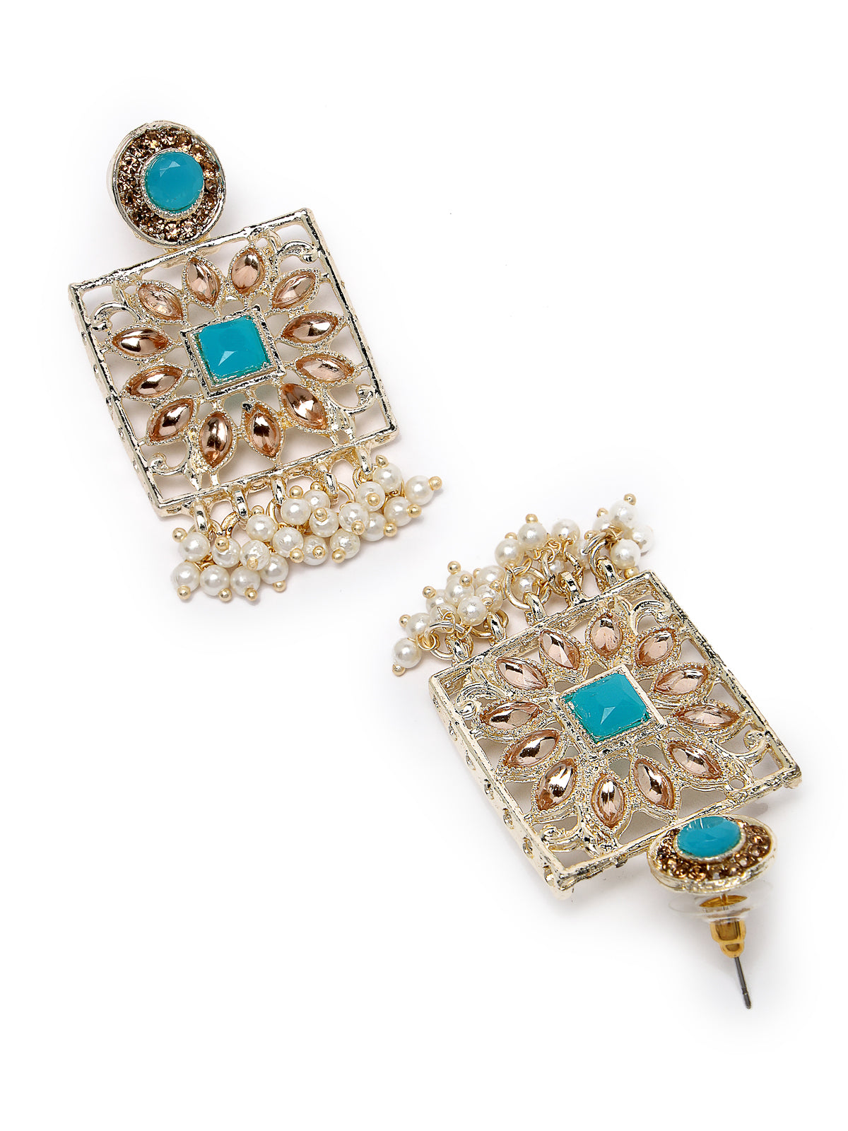 Studio Sukkhi Lovely Gold Plated Aqua Blue Kundan & Beads Choker Necklace Set For Women NS105816