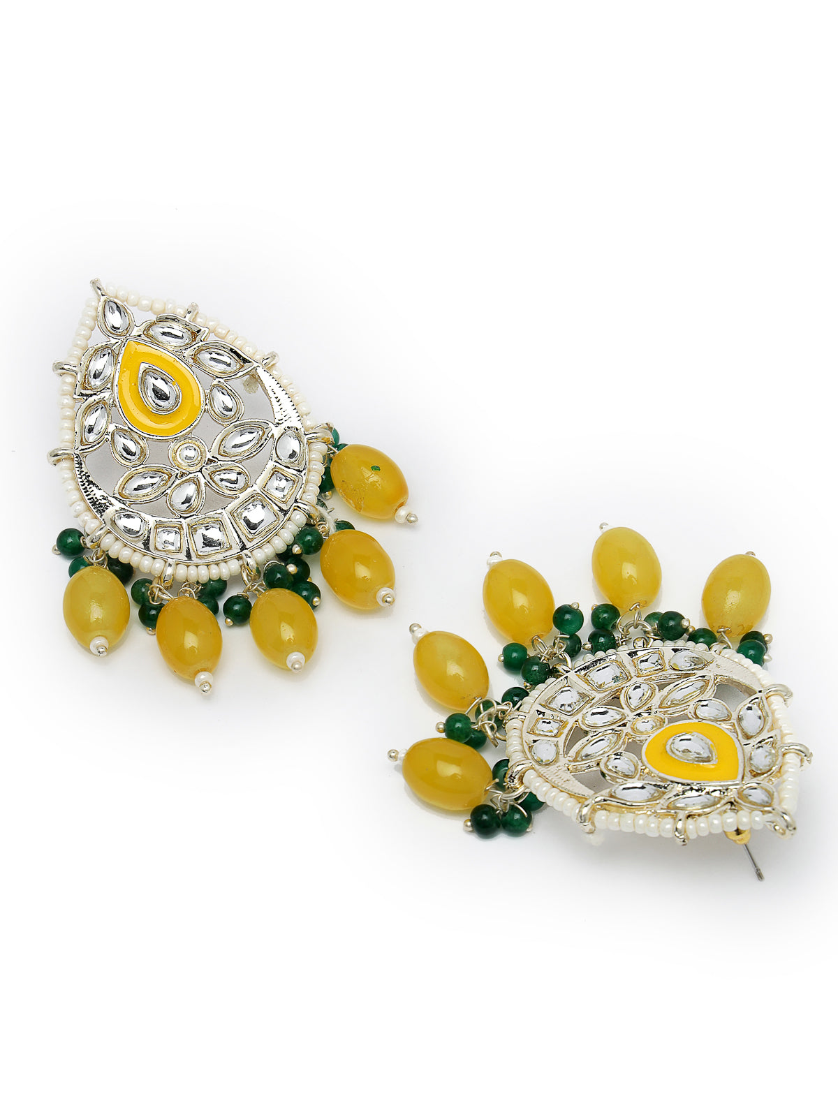 Studio Sukkhi Alluring Gold Plated Yellow & Green Kundan & Beads Choker Necklace Set For Women NS105818