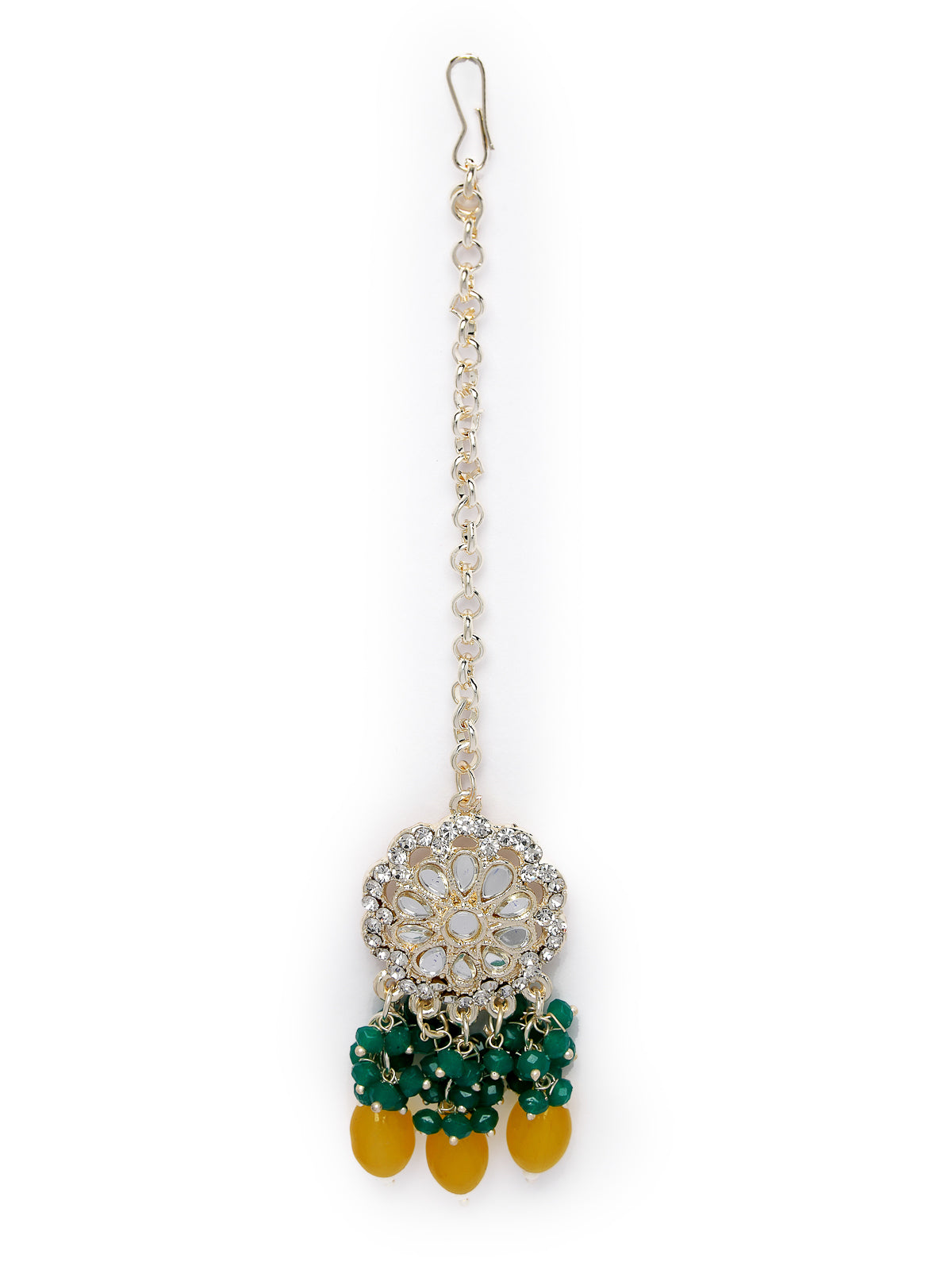 Studio Sukkhi Lively Gold Plated Yellow & Green Kundan & Beads Choker Necklace Set For Women NS105819