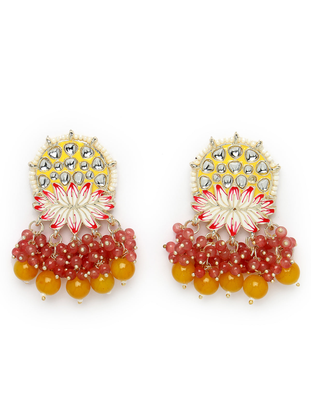 Studio Sukkhi Dazzling Gold Plated Yellow Kundan & Beads Choker Necklace Set For Women NS105822