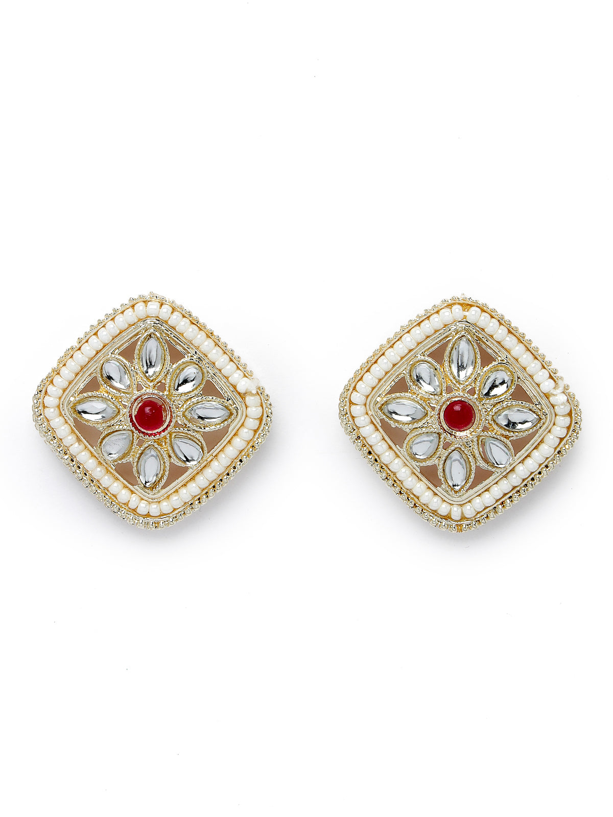 Studio Sukkhi Ravishing Gold Plated White Kundan & Beads Choker Necklace Set For Women NS105825