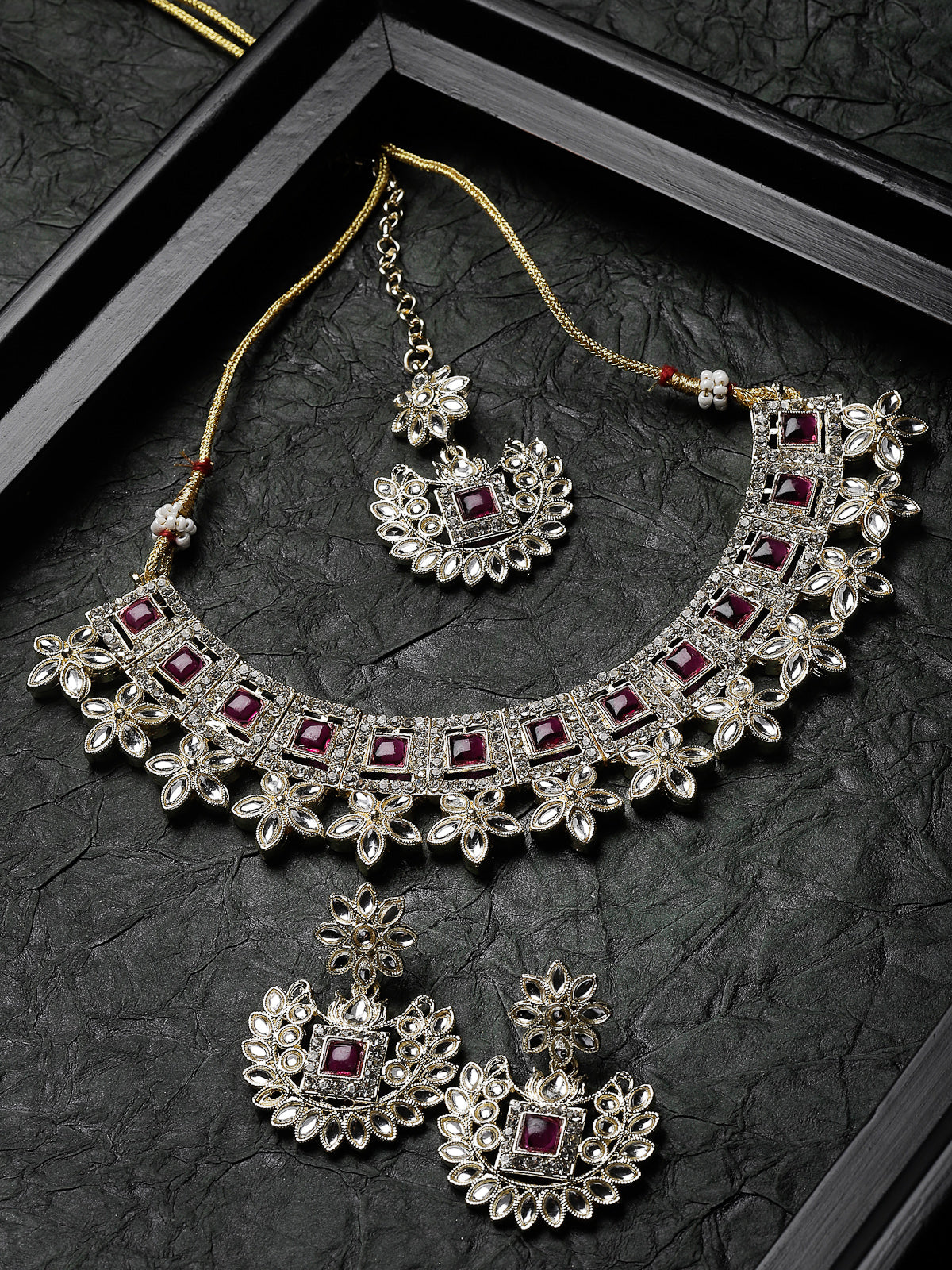 Studio Sukkhi Gorgeous Gold Plated Purple Kundan Choker Necklace Set For Women NS105827