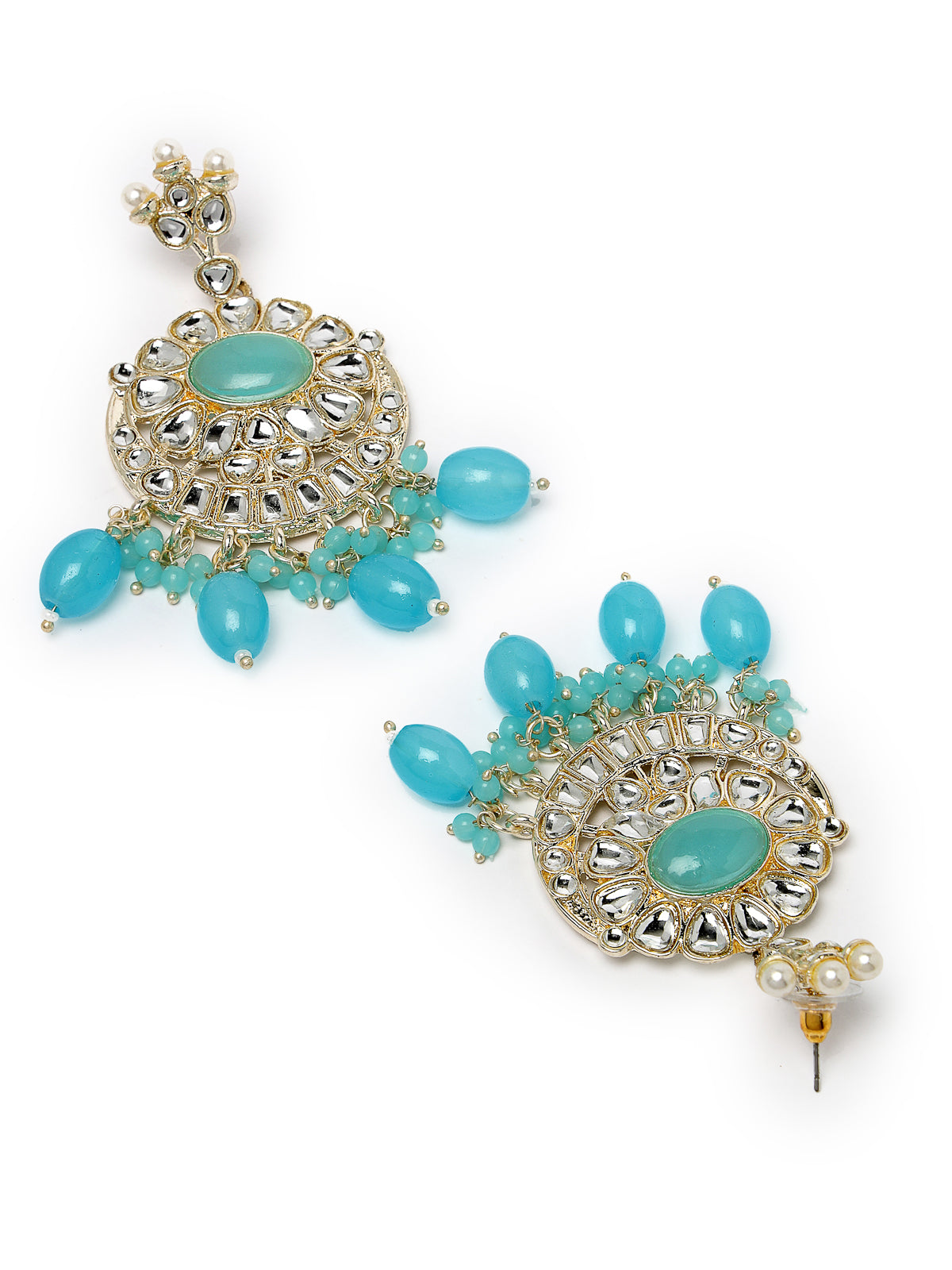 Studio Sukkhi Winsome Gold Plated Aqua Blue Kundan & Beads Choker Necklace Set For Women NS105830