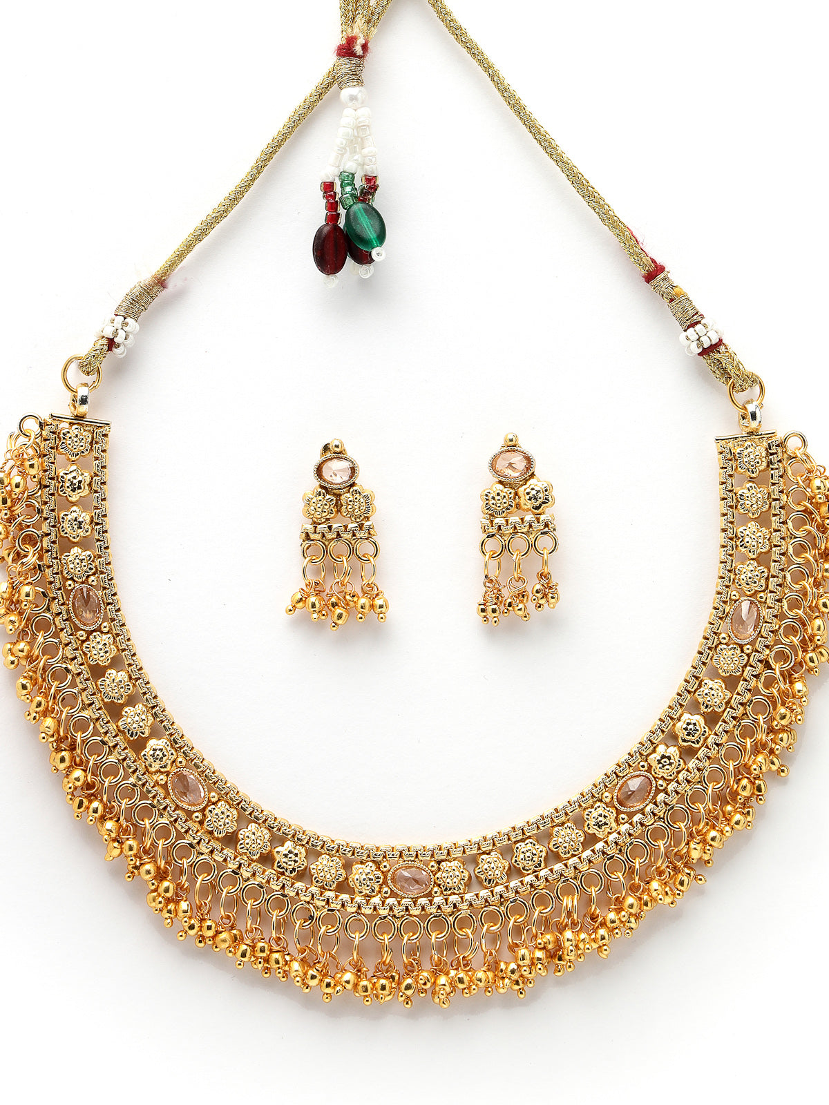 Sukkhi New Design Traditional Gold Plated with Beads Choker Necklace Set with Dangler Earrings Jewellery Set for Women & Girls|Set of 1|NS105846