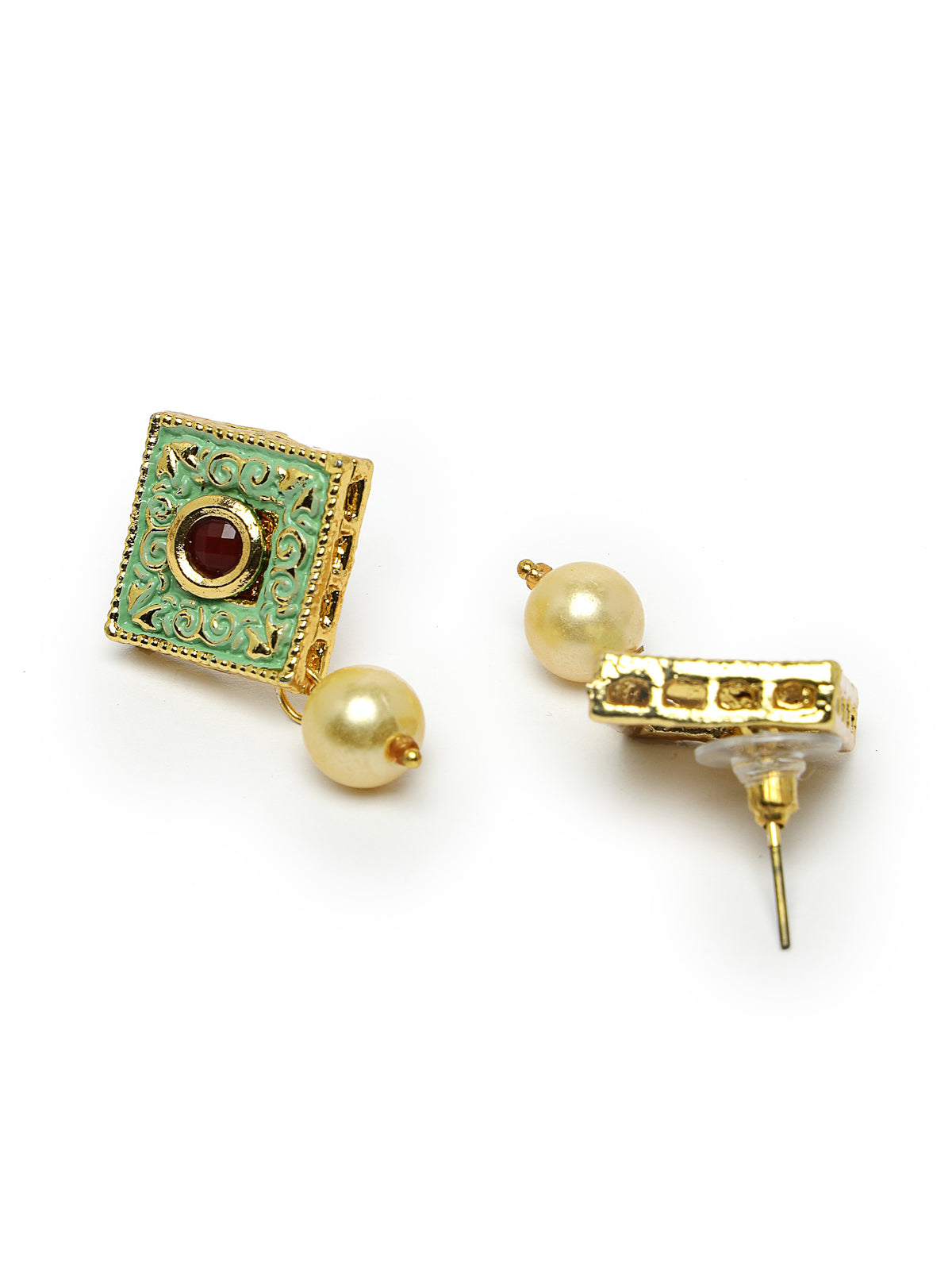 Sukkhi Eye-Catchy Multistrand Gold Plated Polki Kundan & Faux Beads Meenakari Worked Maroon Choker Necklace Set With Studs Earrings | Jewellery Set For Women And Girls | Latest Design|NS105971