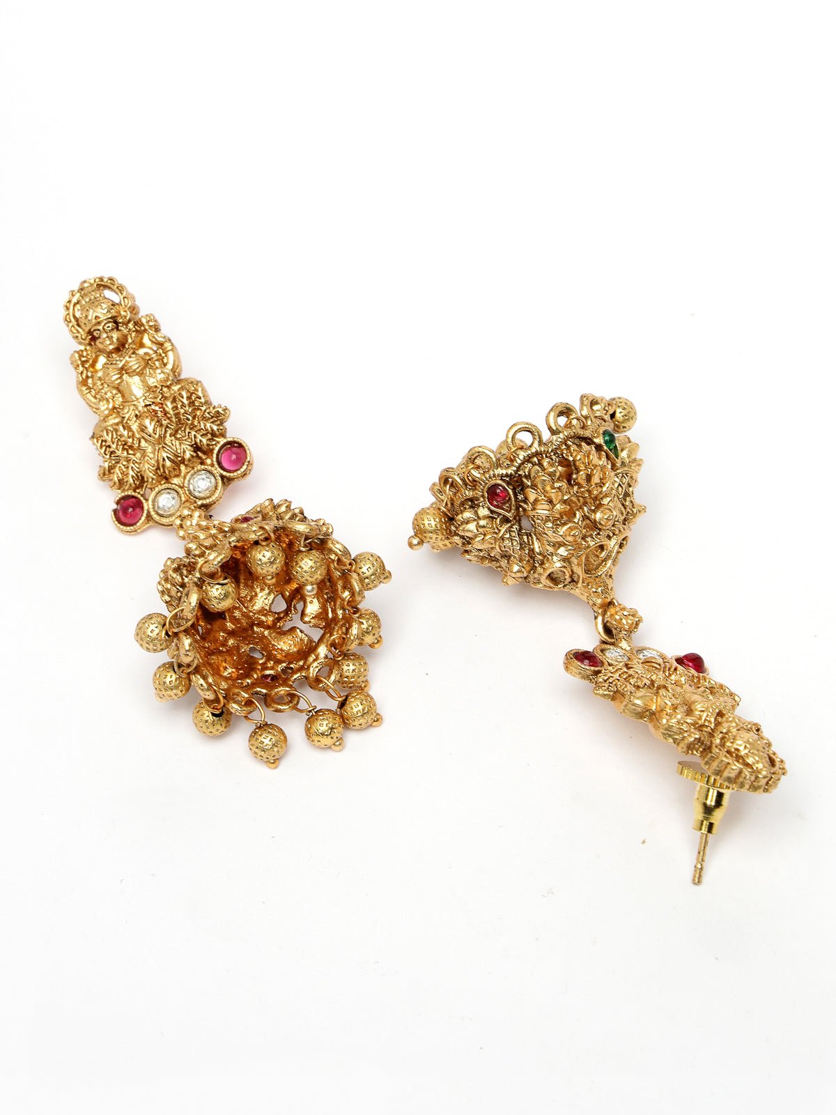 Sukkhi All-Season Ornate Gold Plated AD Stones Studded Temple with Peacock Choker Necklace Set with Jhumka/Jhumki Earrings Jewellery Set For Women|Set of 1|NS106073