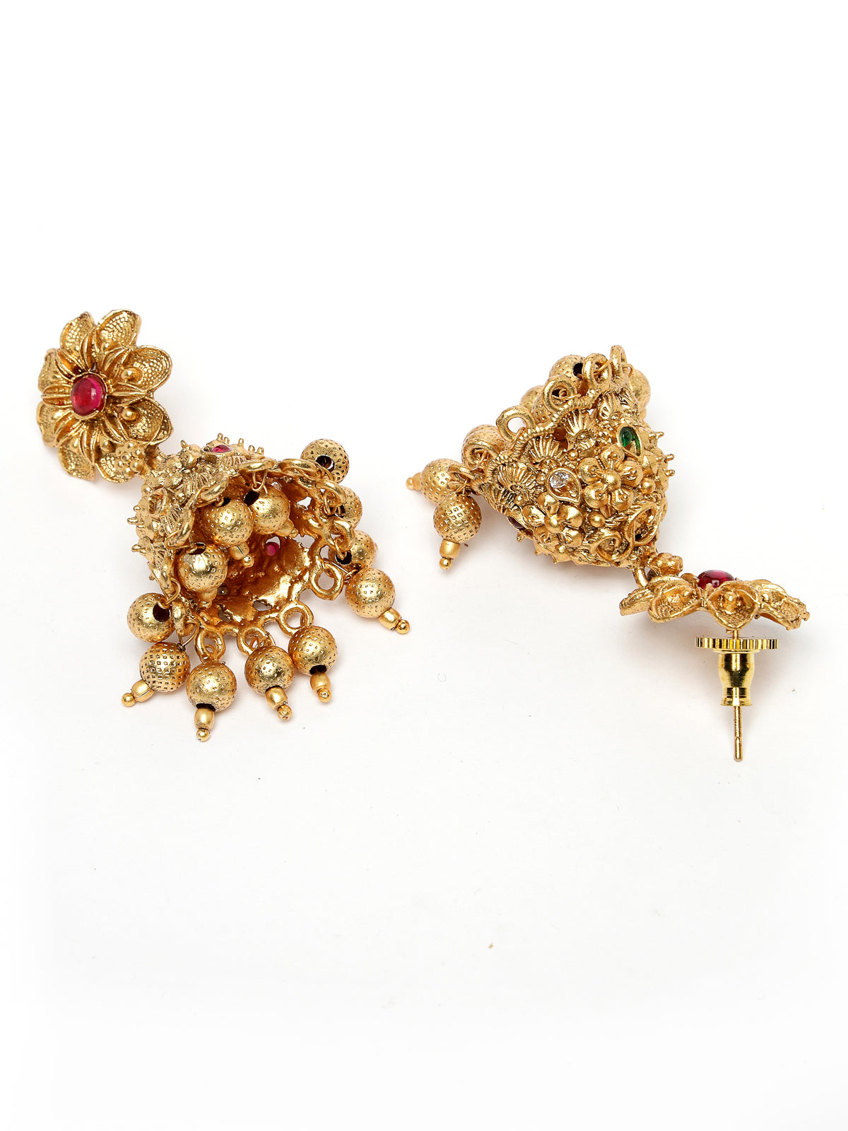 Sukkhi Classic Traditional Gold Plated Temple Choker Necklace Set with Jhumka/Jhumki Earrings Jewellery Set For Women||NS106075