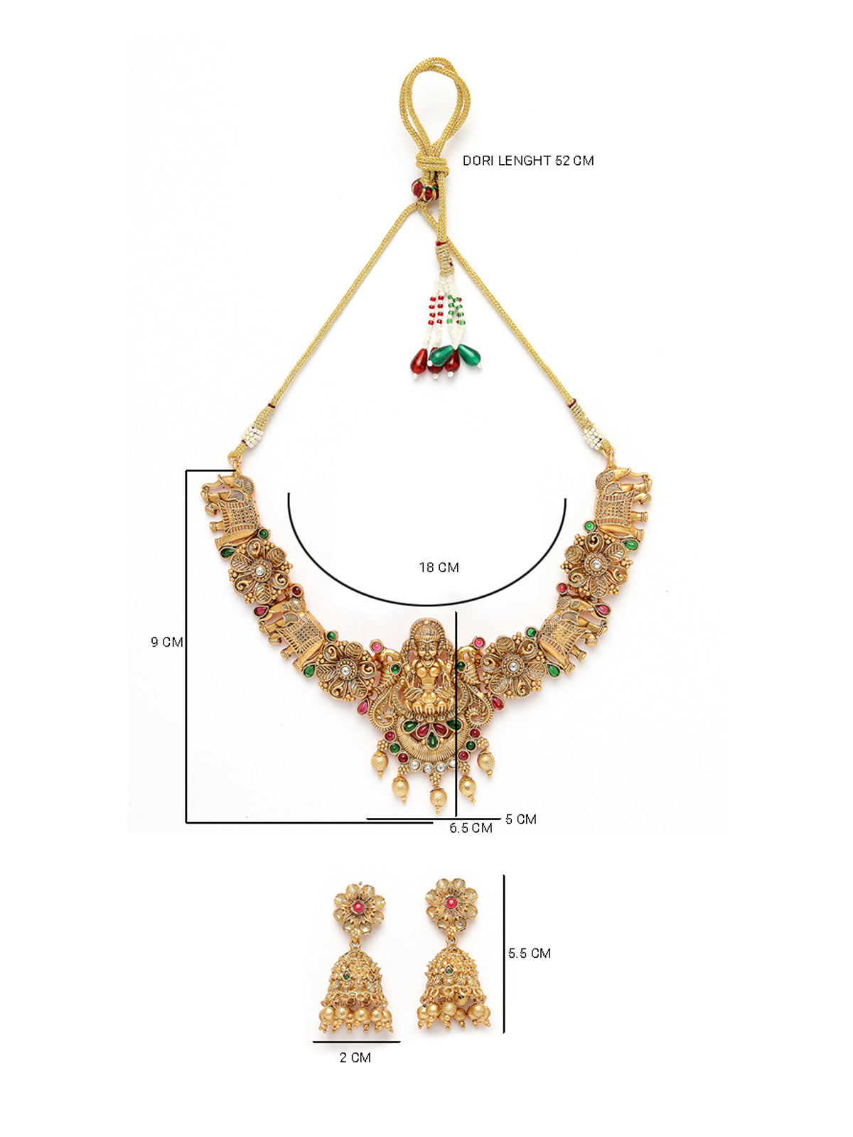 Sukkhi Classic Traditional Gold Plated Temple Choker Necklace Set with Jhumka/Jhumki Earrings Jewellery Set For Women||NS106075