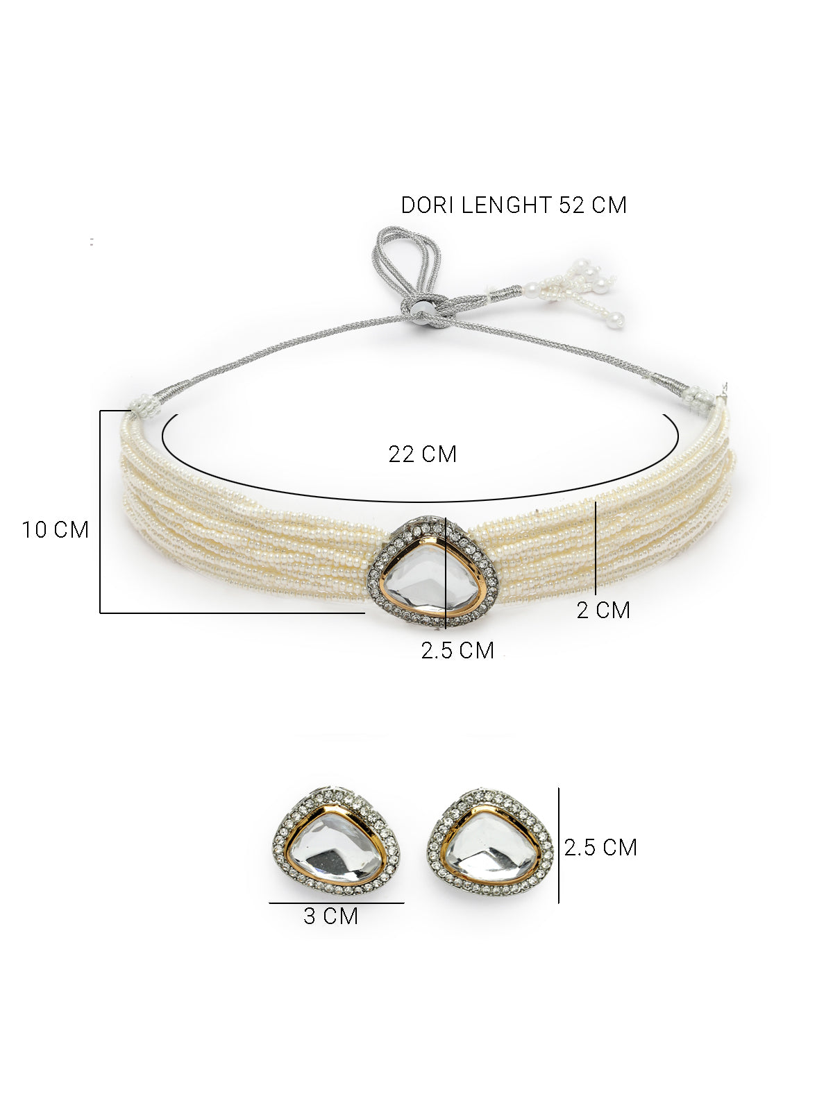Sukkhi Bewitching Gold Plated Multistrand Pearls & Crystals Stones Studded White Choker Necklace Set with Studs Earrings Jewellery Set For Women & Girls|Set of 1|NS106098