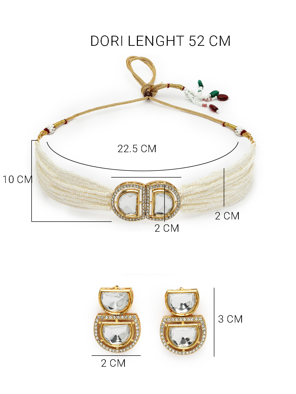 Sukkhi Modern Gold Plated Multistrand Pearls & Crystals Stone White Choker Necklace Set with Dangler Earrings Jewellery Set For Women & Girls|Set of 1|NS106099