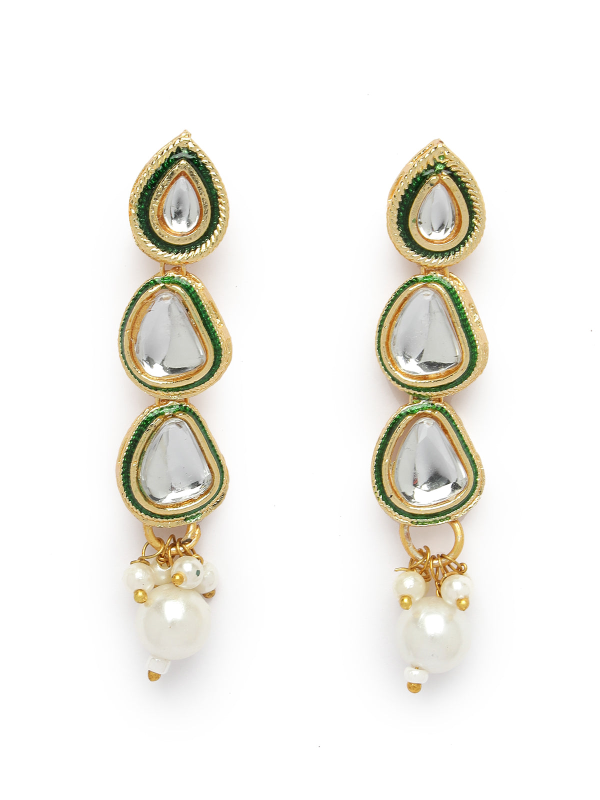 Sukkhi Sparkling Gold Plated White Pearls & Kundan Studded Choker Necklace Set with Dangle Drop Earrings Jewellery Set For Women & Girls|Set of 1|NS106103