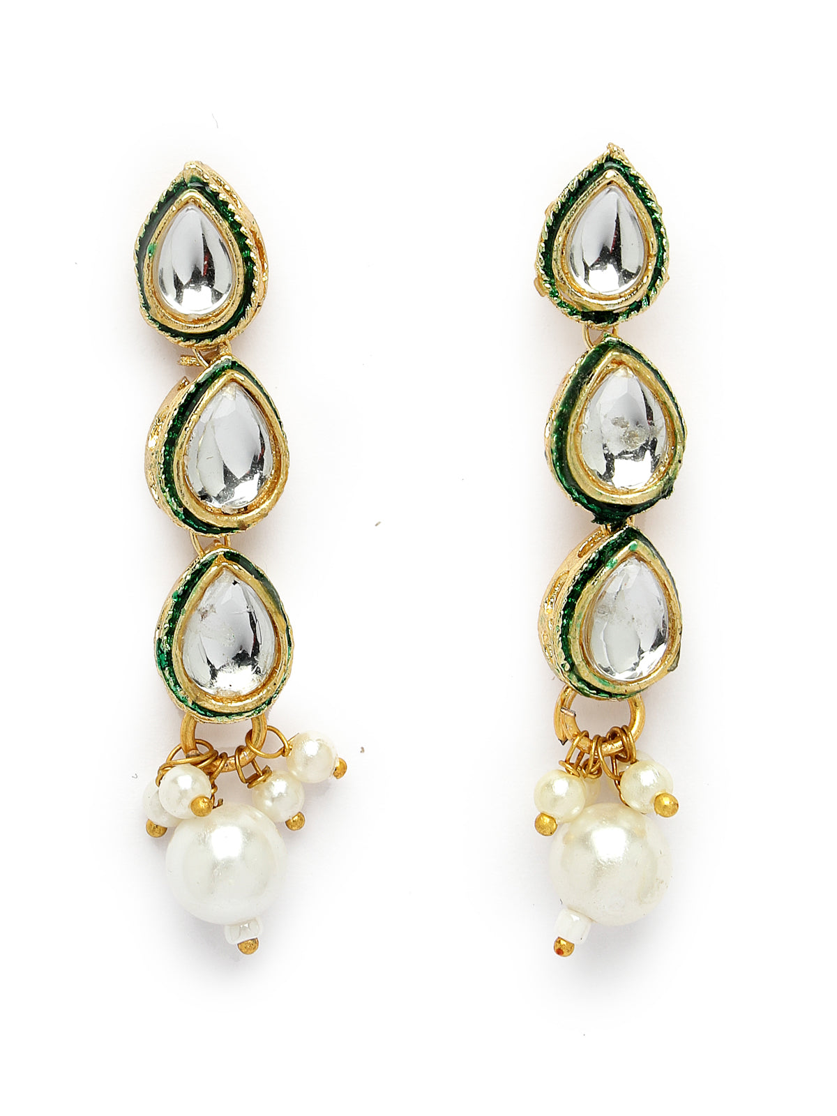 Sukkhi Elegant Gold Plated White Pearls & Kundan Studded Choker Necklace Set with Dangle Drop Earrings Jewellery Set For Women & Girls|Set of 1|NS106110