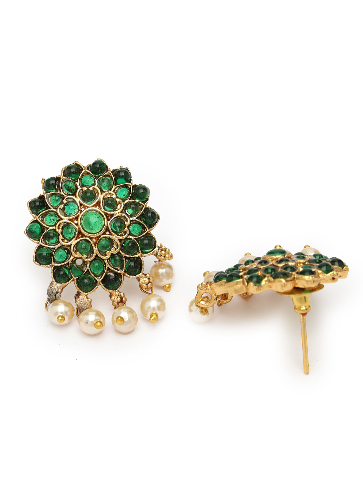 Sukkhi Beautiful Floral Green Gold Plated AD Stones Studded Choker Necklace Set With Studs Earring Jewellery Set For Women & Girls|Set of 1|NS106113