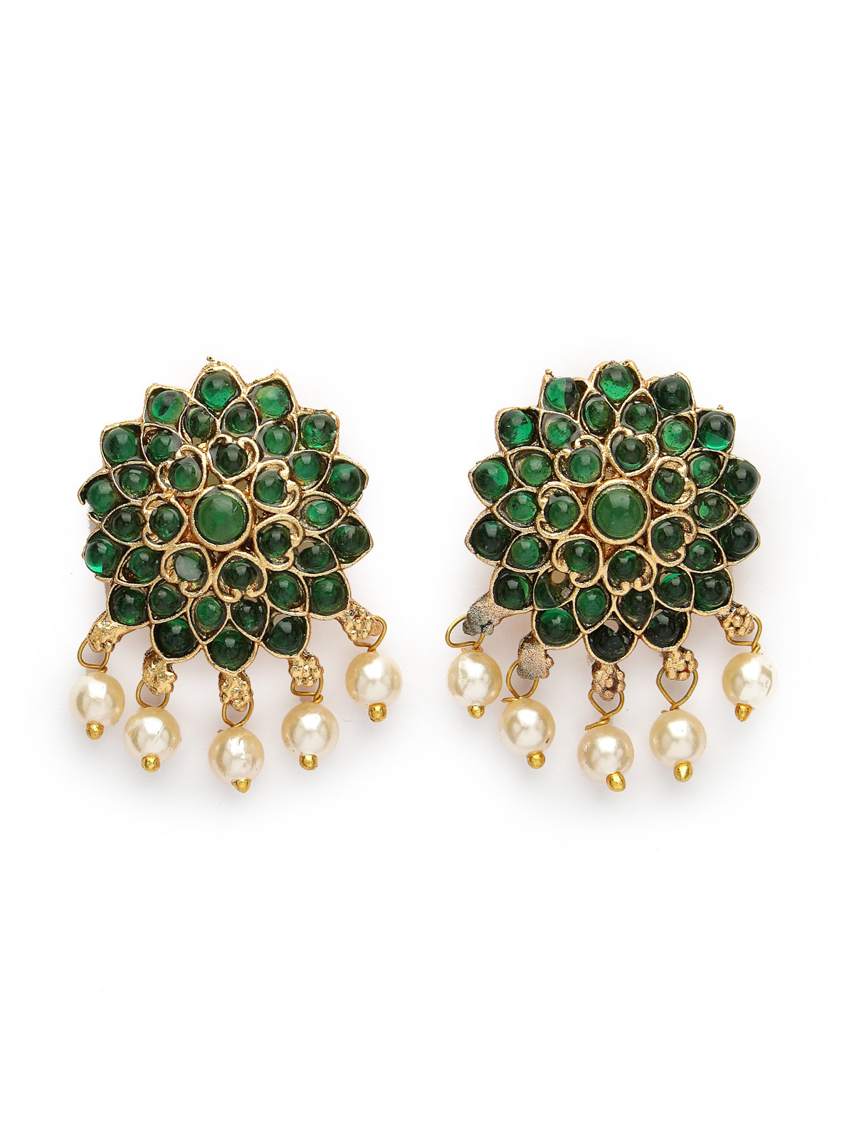 Sukkhi Beautiful Floral Green Gold Plated AD Stones Studded Choker Necklace Set With Studs Earring Jewellery Set For Women & Girls|Set of 1|NS106113