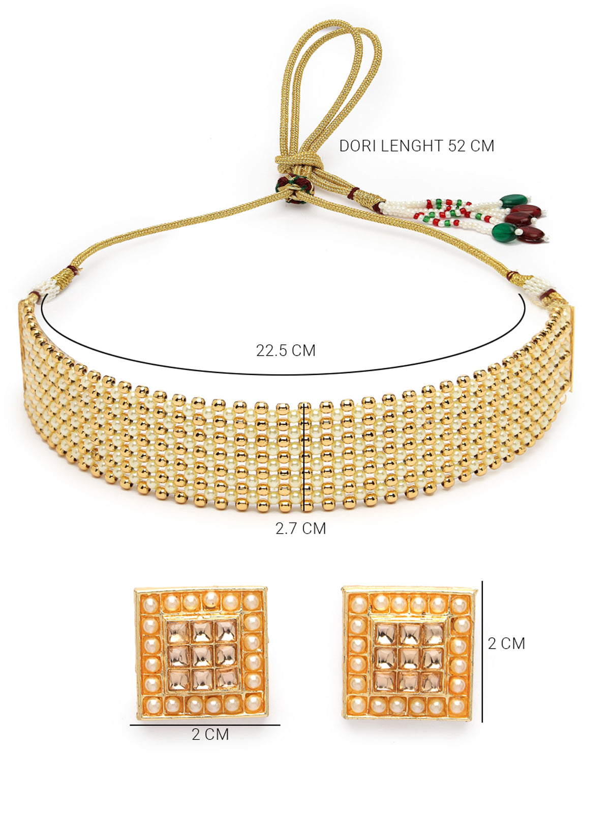 Sukkhi Attractive Gold Plated white Pearls Choker Necklace Set with Studs Earrings Jewellery Set For Women & Girls|Set of 1|NS106122