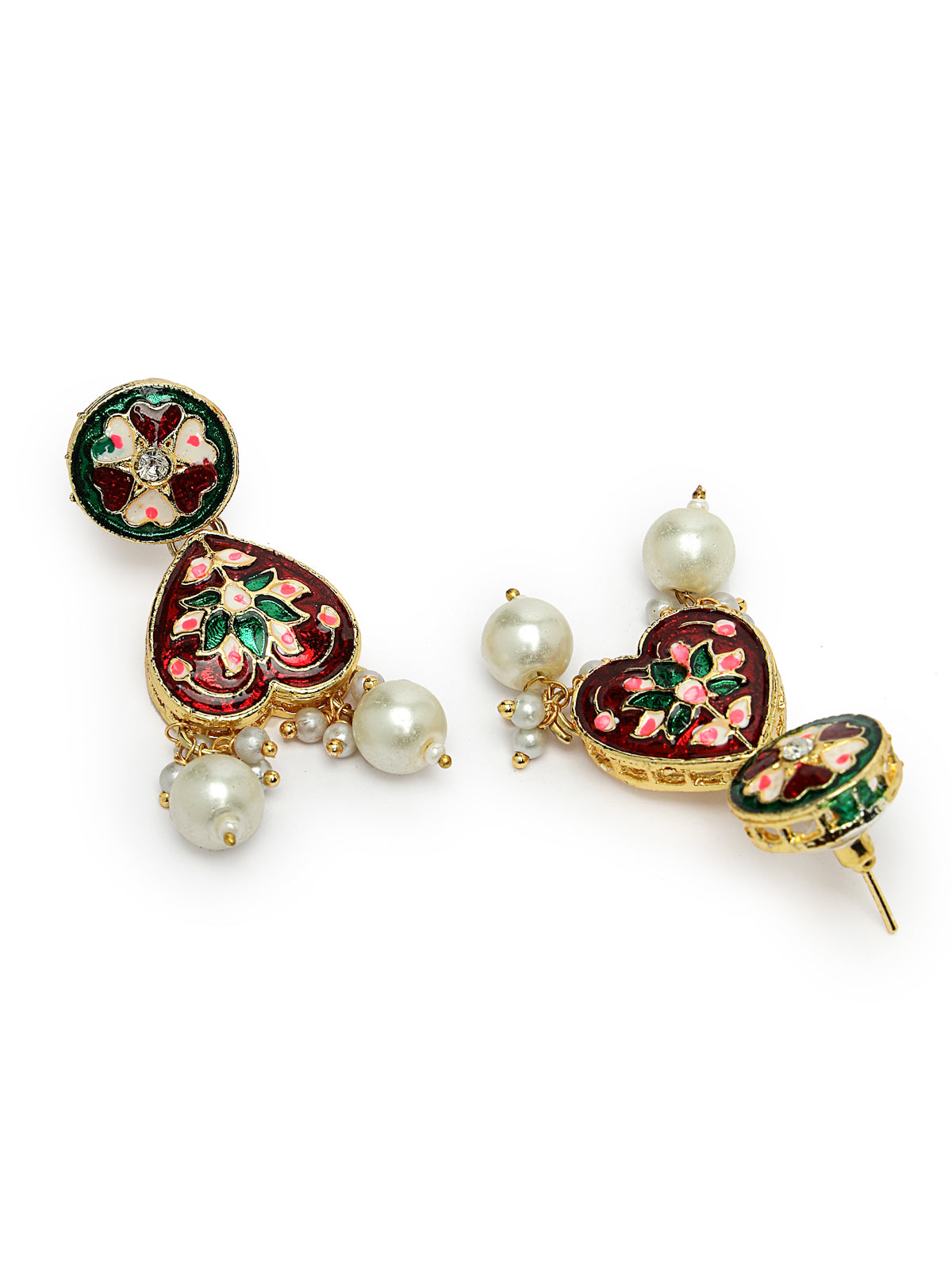 Sukkhi Stylish Gold Plated Pearls With Multicolor Meenakari Work Choker Necklace Set with Dangler Earrings & Maangtikka Jewellery Set For Women & Girls|Set of 1|NS106126