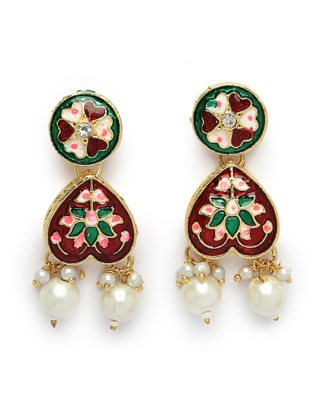 Sukkhi Stylish Gold Plated Pearls With Multicolor Meenakari Work Choker Necklace Set with Dangler Earrings & Maangtikka Jewellery Set For Women & Girls|Set of 1|NS106126