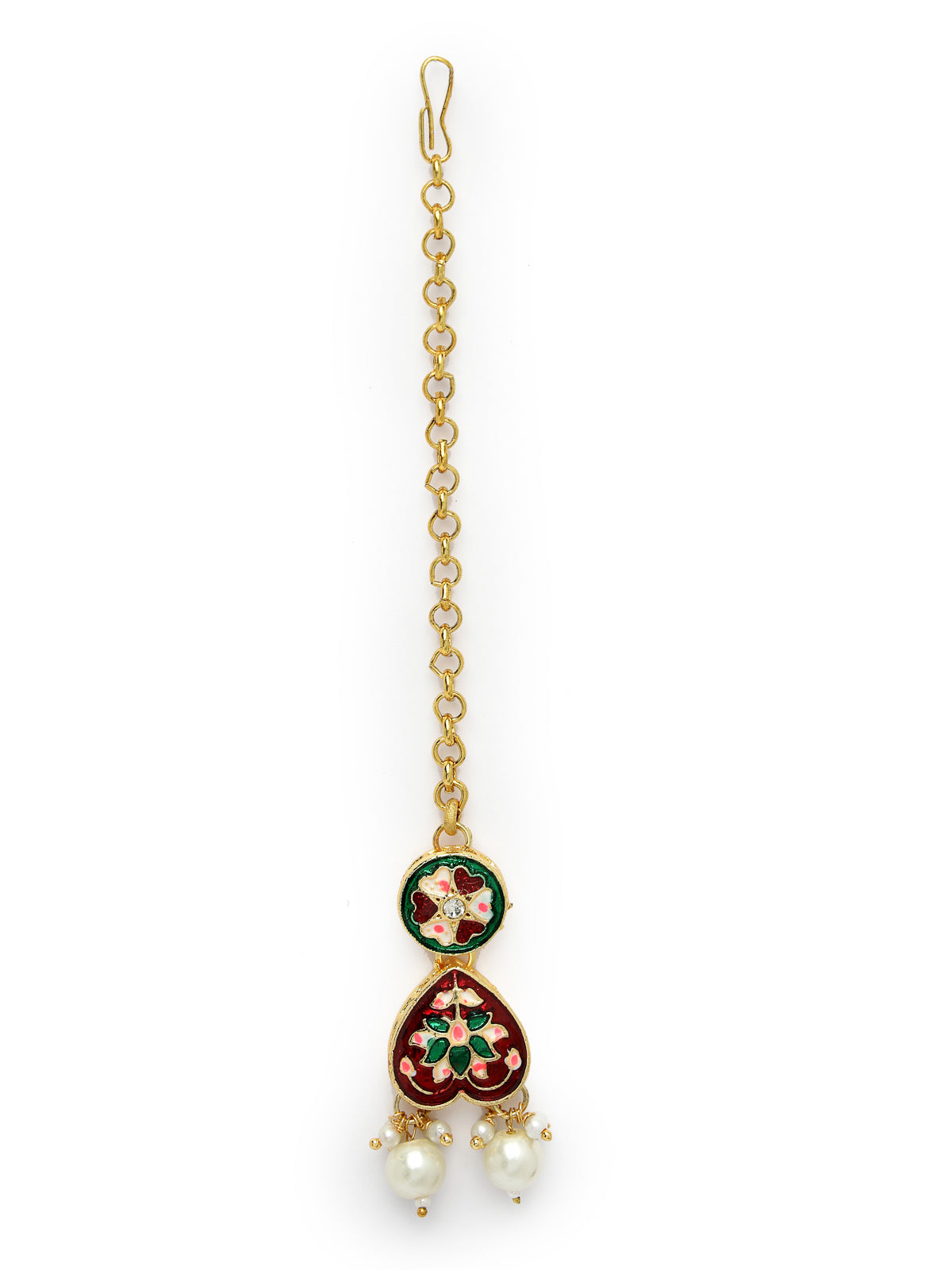Sukkhi Stylish Gold Plated Pearls With Multicolor Meenakari Work Choker Necklace Set with Dangler Earrings & Maangtikka Jewellery Set For Women & Girls|Set of 1|NS106126