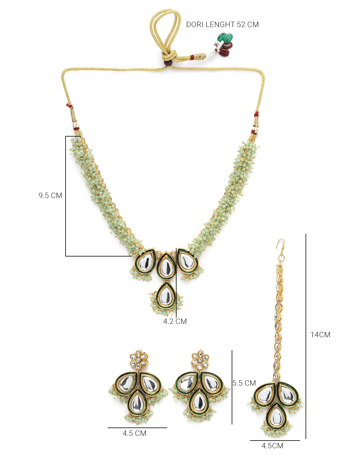 Sukkhi Elegant Gold Plated Pearls with Kundan Studded Mint Green Choker Necklace Set with Dangler Earring For Women & Girls|Set of 1|NS106127