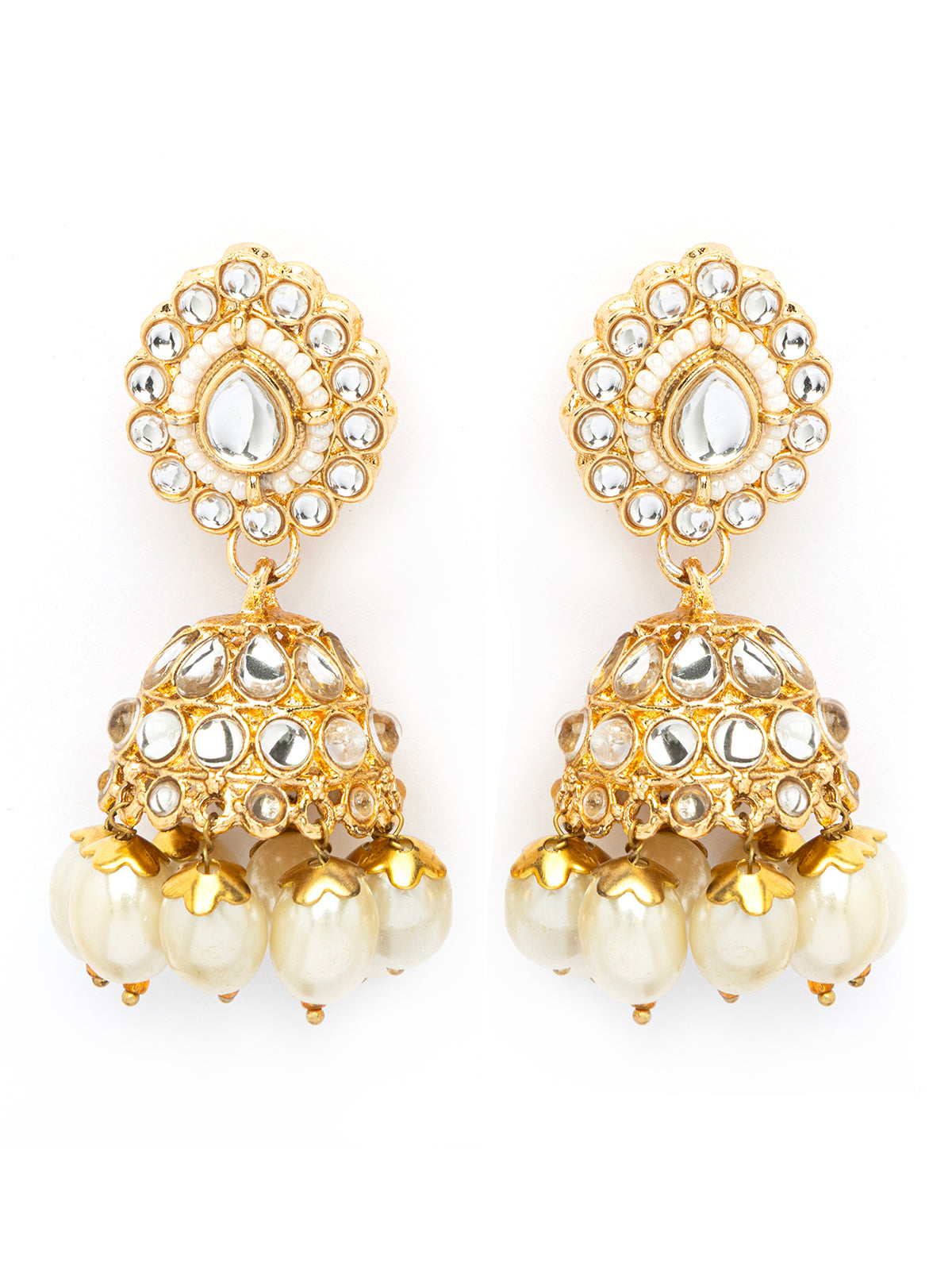 Sukkhi Traditional Kundan Studded Gold Plated White Peals Choker Necklace Set with Jhumka\Jhumki Earring & Mangtikka Jewellery for Women|NS106971