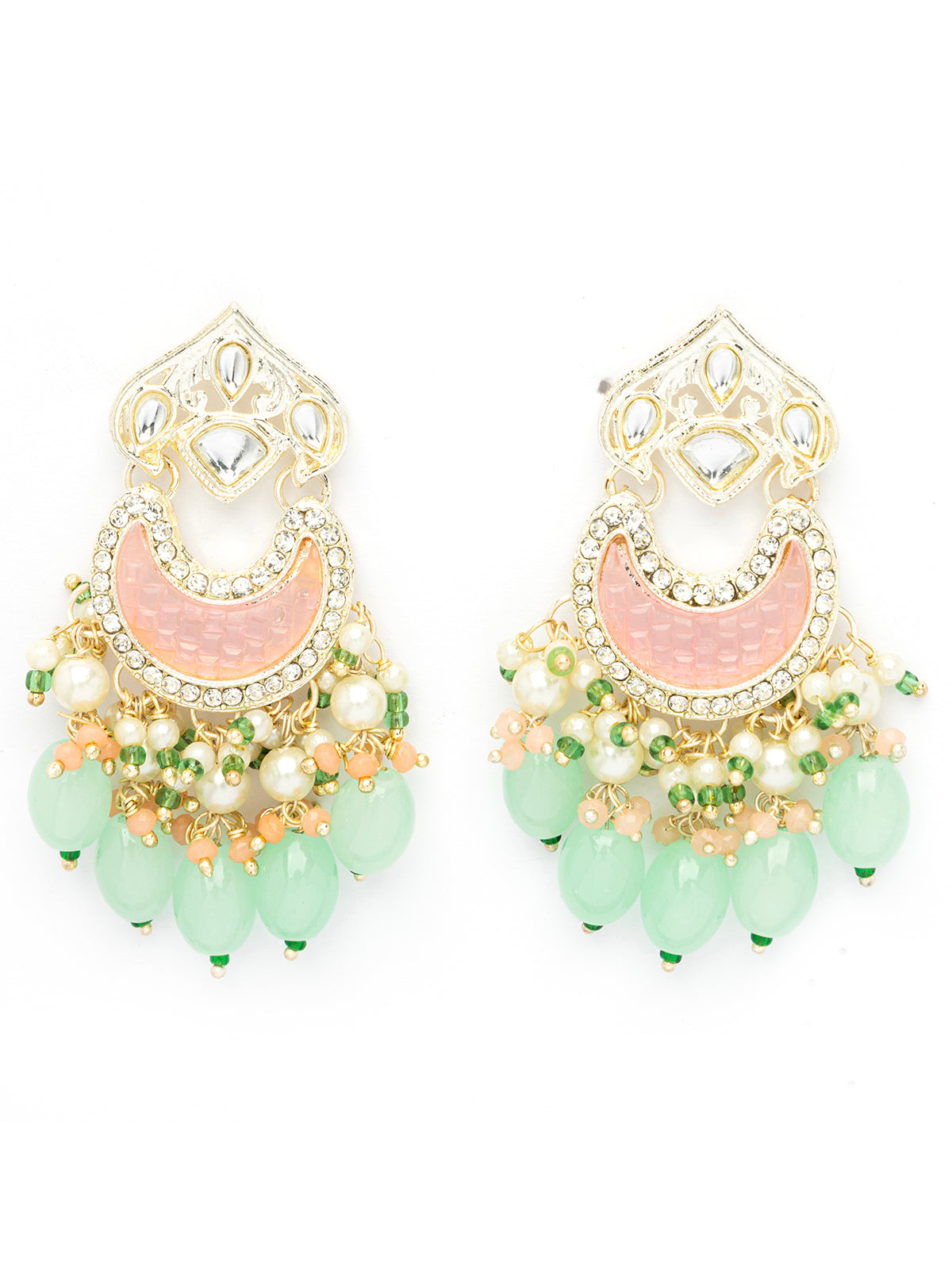 Sukkhi Stylish Multicolor Stone & Multistand Beaded Gold Plated Kundan Choker Necklace Set with Chandbali Earring Jewellery for Women|NS106972