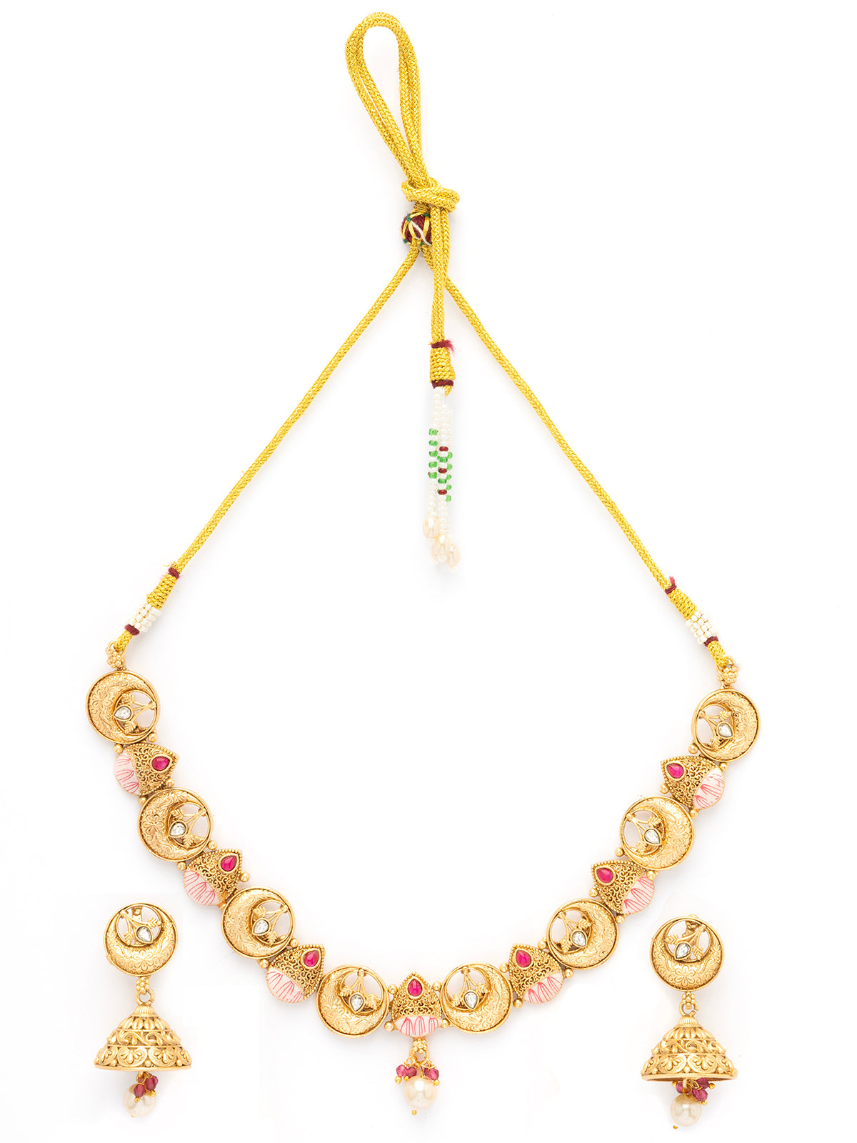 Sukkhi Creative Meenakari Work Gold Plated Choker Necklace Set With Jhimka/Jhumki Earring Jewellery For Women|NS106975