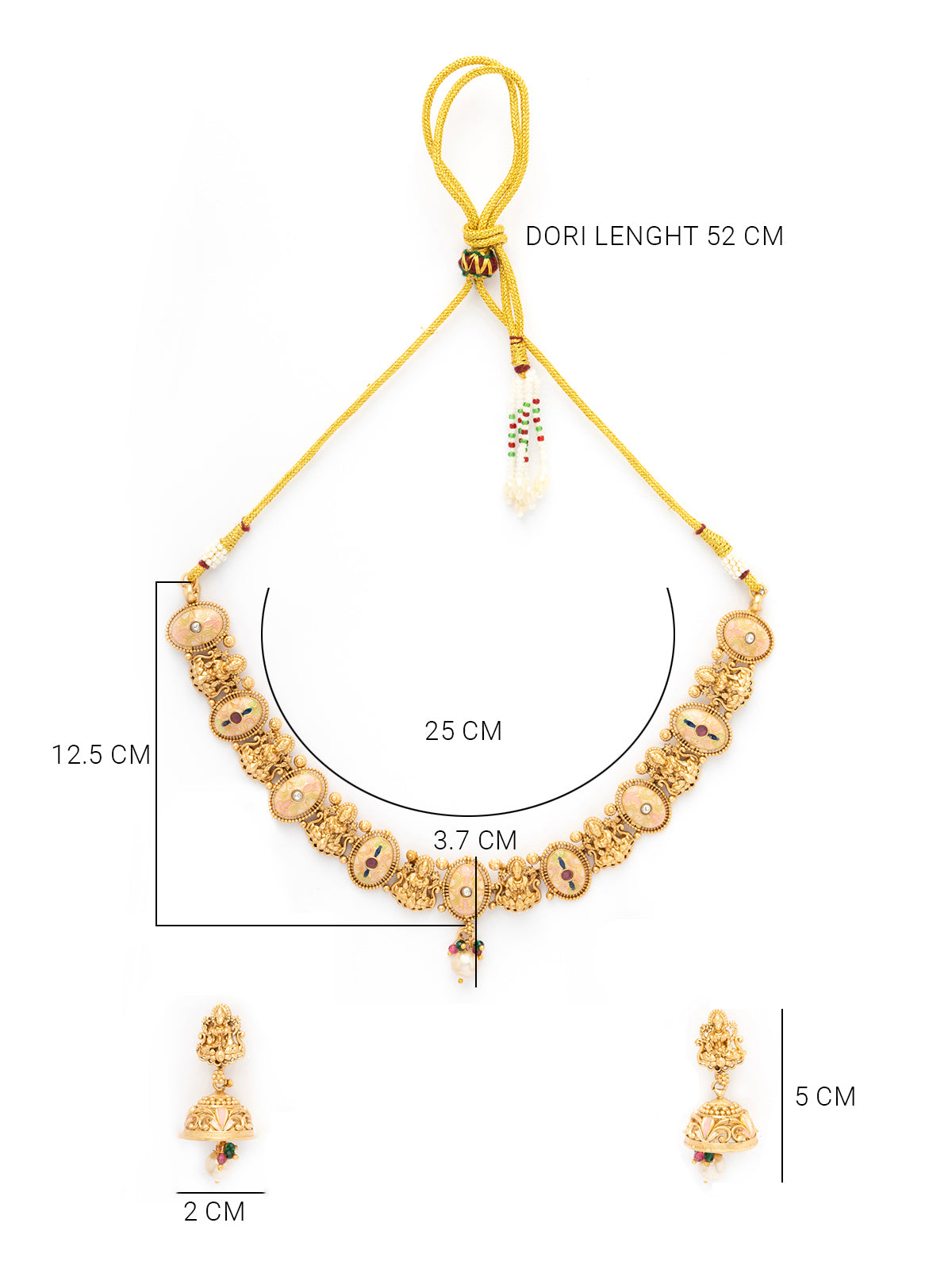 Sukkhi Traditional Gold Plated Laxmi Design with Meenakri Work Choker Necklace with Jhumka/Jhumki Earring Jewellery for Women|NS106976