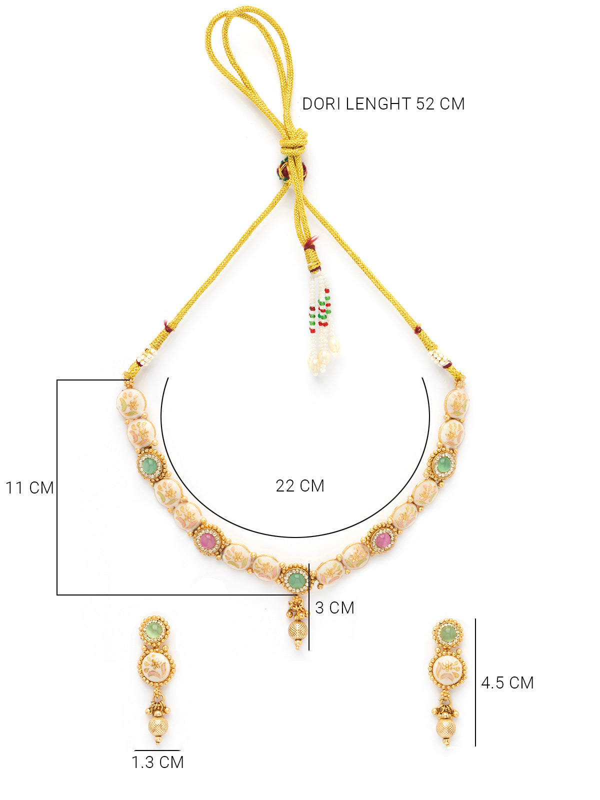 Sukkhi Stylish Gold Plated Meenakri with AD Stones Studded Choker Necklace & Dangle Earring Jewellery For Women|NS106980