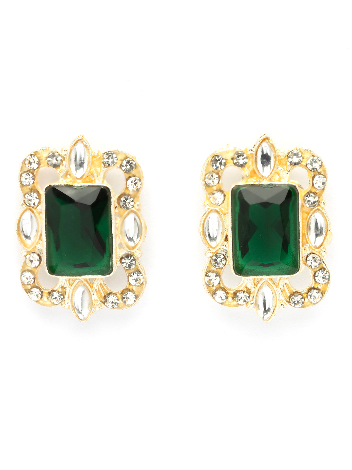 Sukkhi Classic Latest Stylish Design Green Long Necklace with Studs Earring Jewellery Set for Women (NS106999)