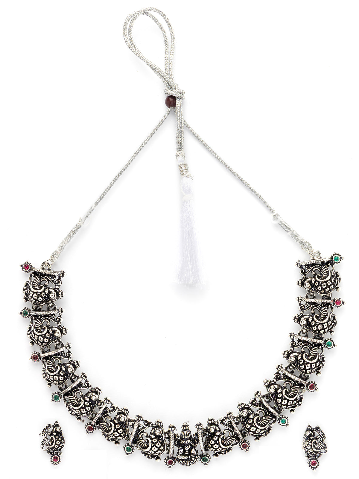 Sukkhi Latest Beautiful Peacock Design With Oxidized Silver Plated Choker Necklace & Studs Earring Jewellery for Women|NS107077