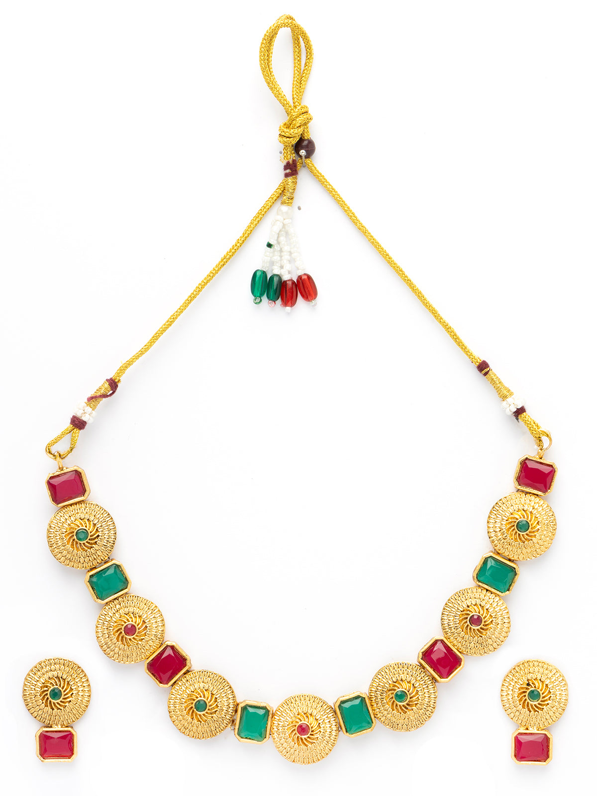 Sukkhi Bewitching Stylish Gold Plated Round Shaped Choker Necklace Set With Studs Earring Jewellery For Women & Girls|NS107080