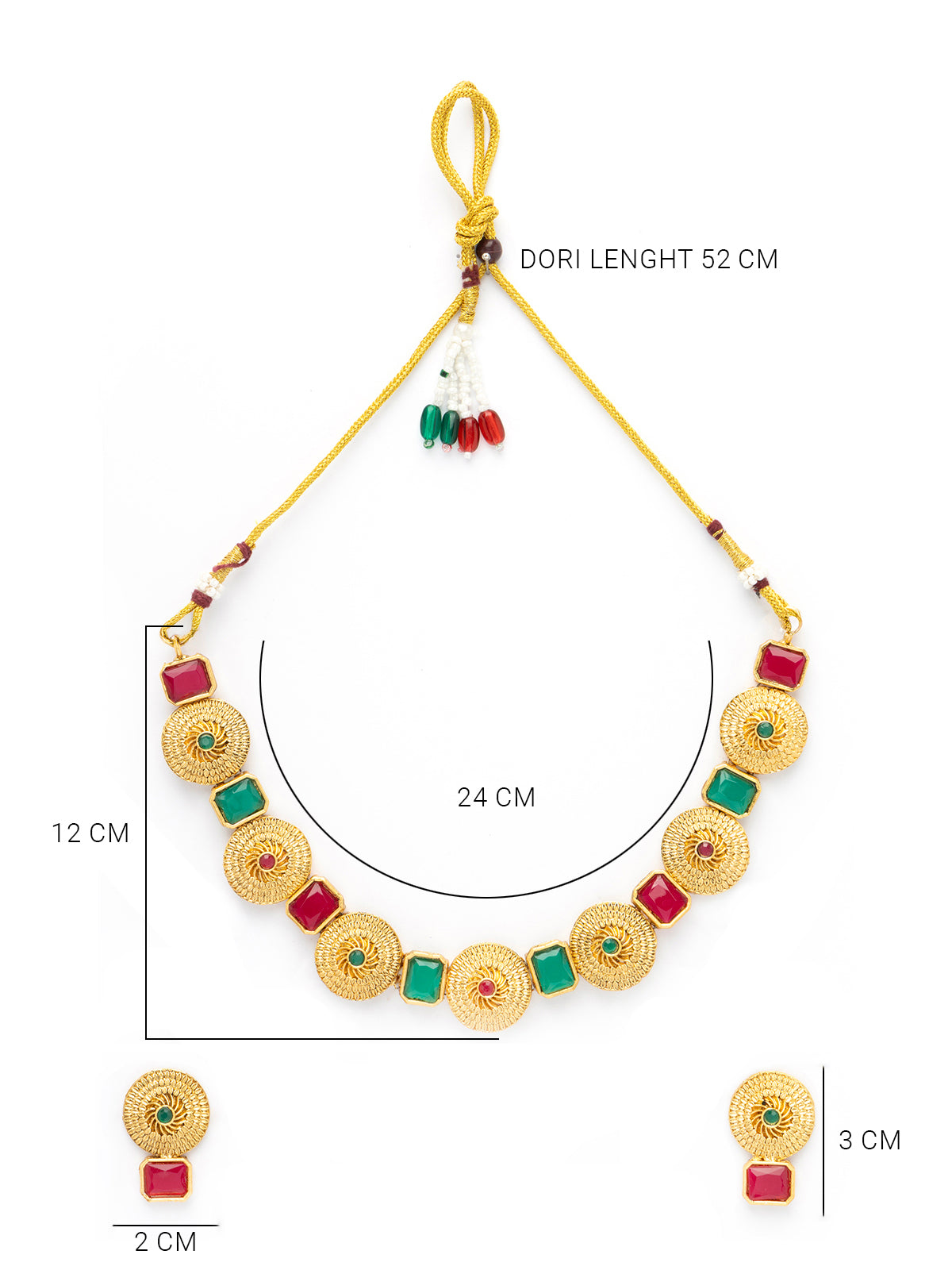 Sukkhi Bewitching Stylish Gold Plated Round Shaped Choker Necklace Set With Studs Earring Jewellery For Women & Girls|NS107080