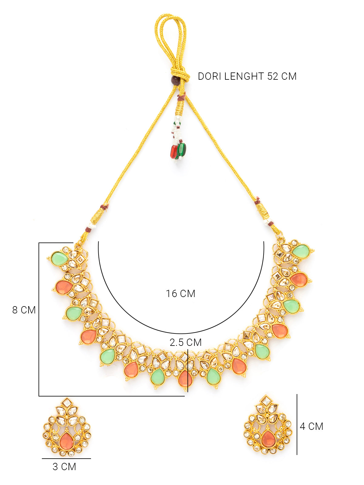 Sukkhi Bewitching Crystal Stone Studded Drop Style Choker Necklace Set with Drop Earring Jewellery for Women|NS107083