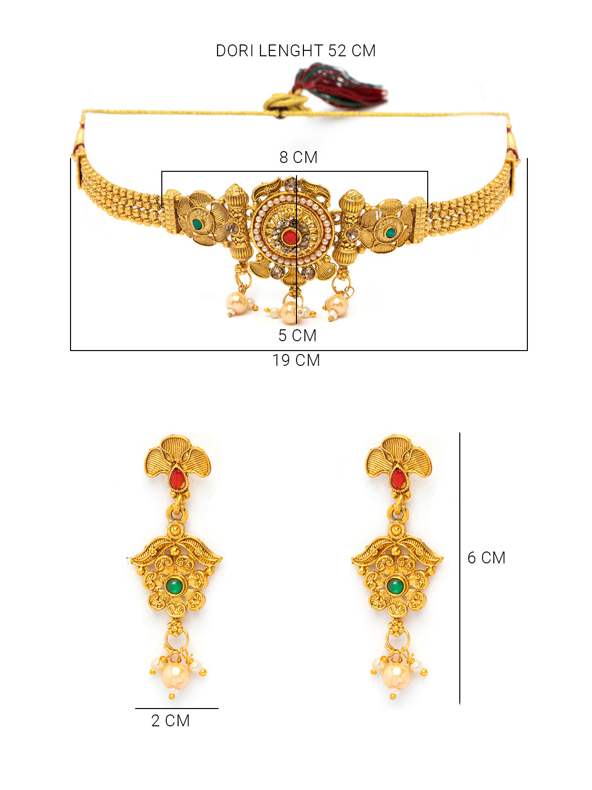 Sukkkhi Admirable Traditional Gold Plated Choker Necklace with Dangle Earring Jewellery for Women & Girls |NS107087