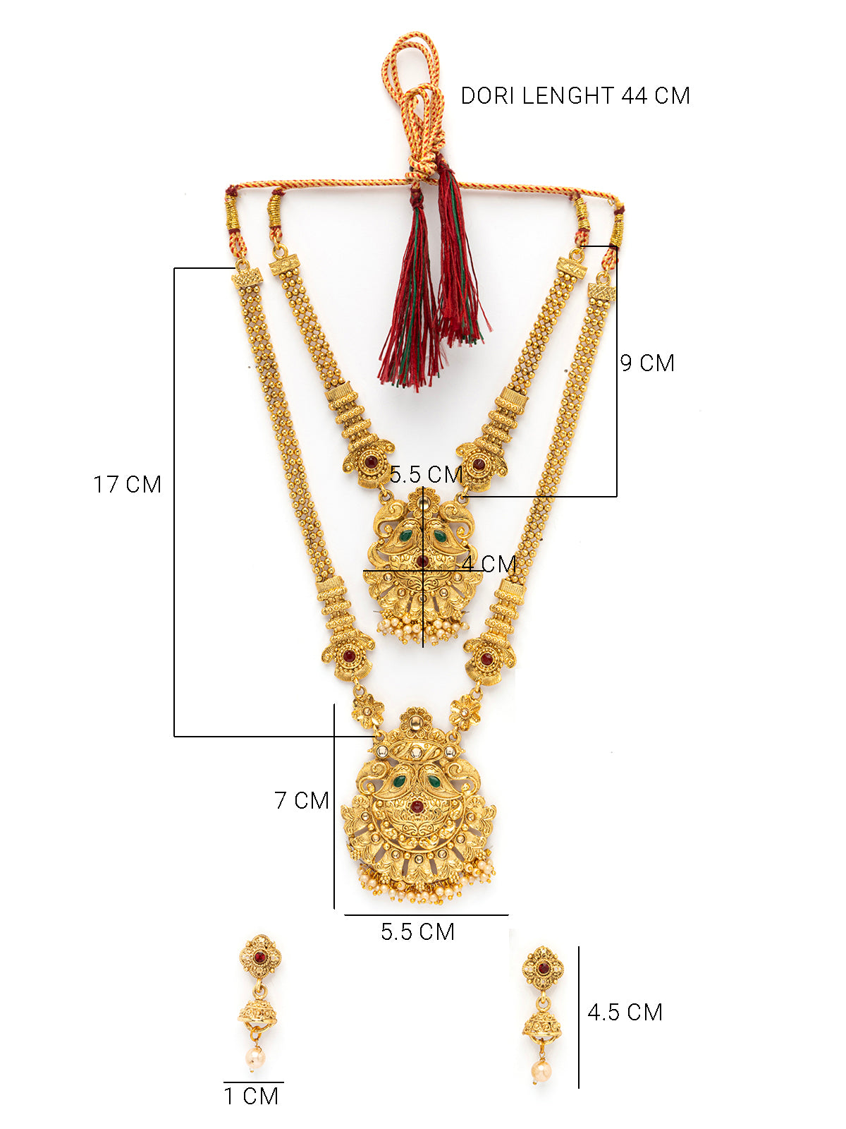 Sukkhi Trendy Fashion Gold Plated Gold with Matte Finish Long Layer Necklace Set & Jhumka/Jhumki Earring Jewellery for Women|NS107090