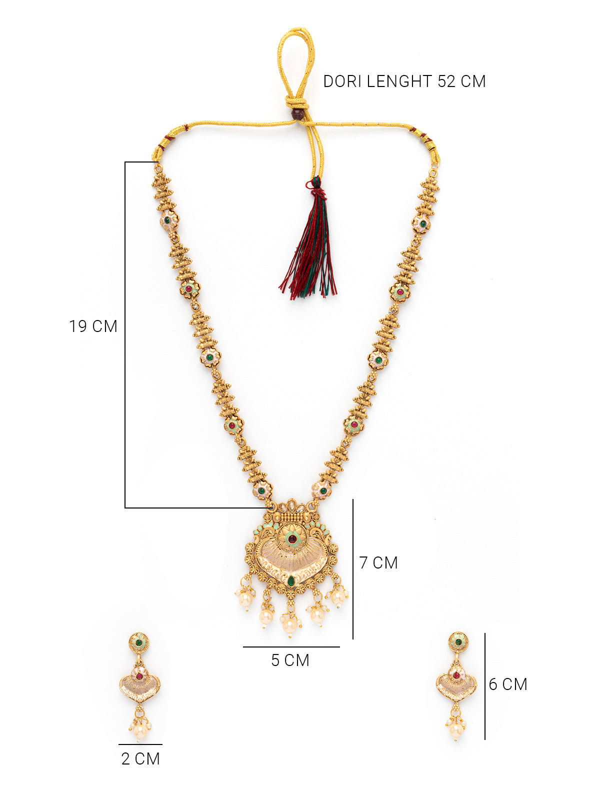 Sukkhi Decent Traditional Gold Plated With Matte Finish Long Necklace Set & Dangle Earring Jewellery For Women|NS107092