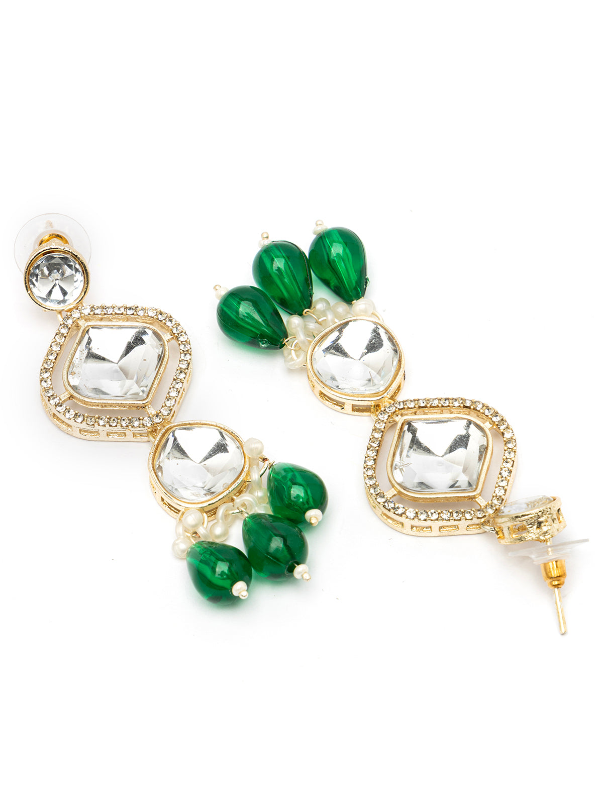 Sukkhi Graceful Gold Plated Crystal Stones Studded Green Choker Necklace Set & Dangle Earring Jewellery for Women|NS107097