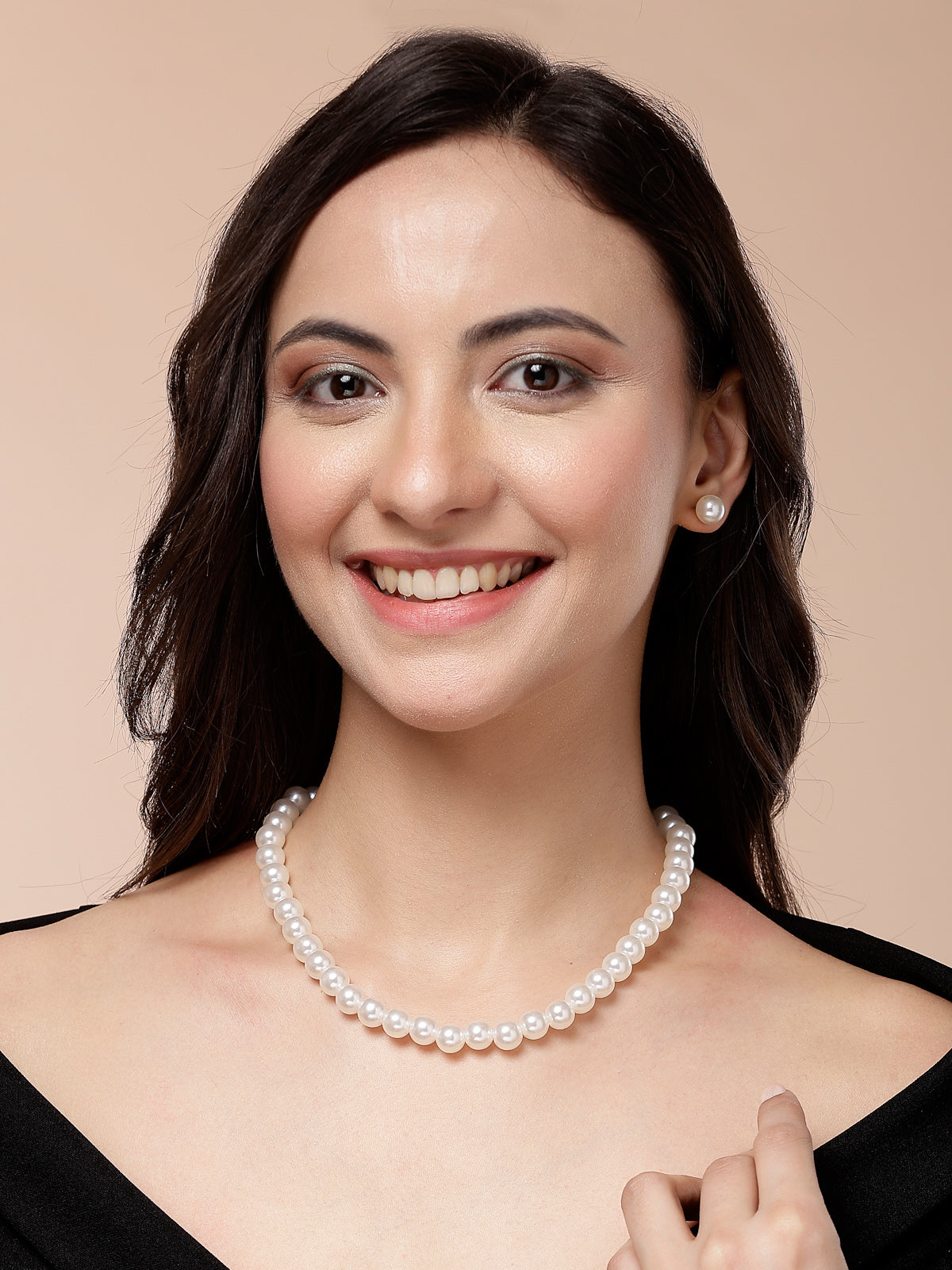 Scintillare By Sukkhi Eye-Catchy Faux Pearls Moti Mala Necklace With Matching Pearl Studs Earring Jewellery Set For Women & Girls|NS107290