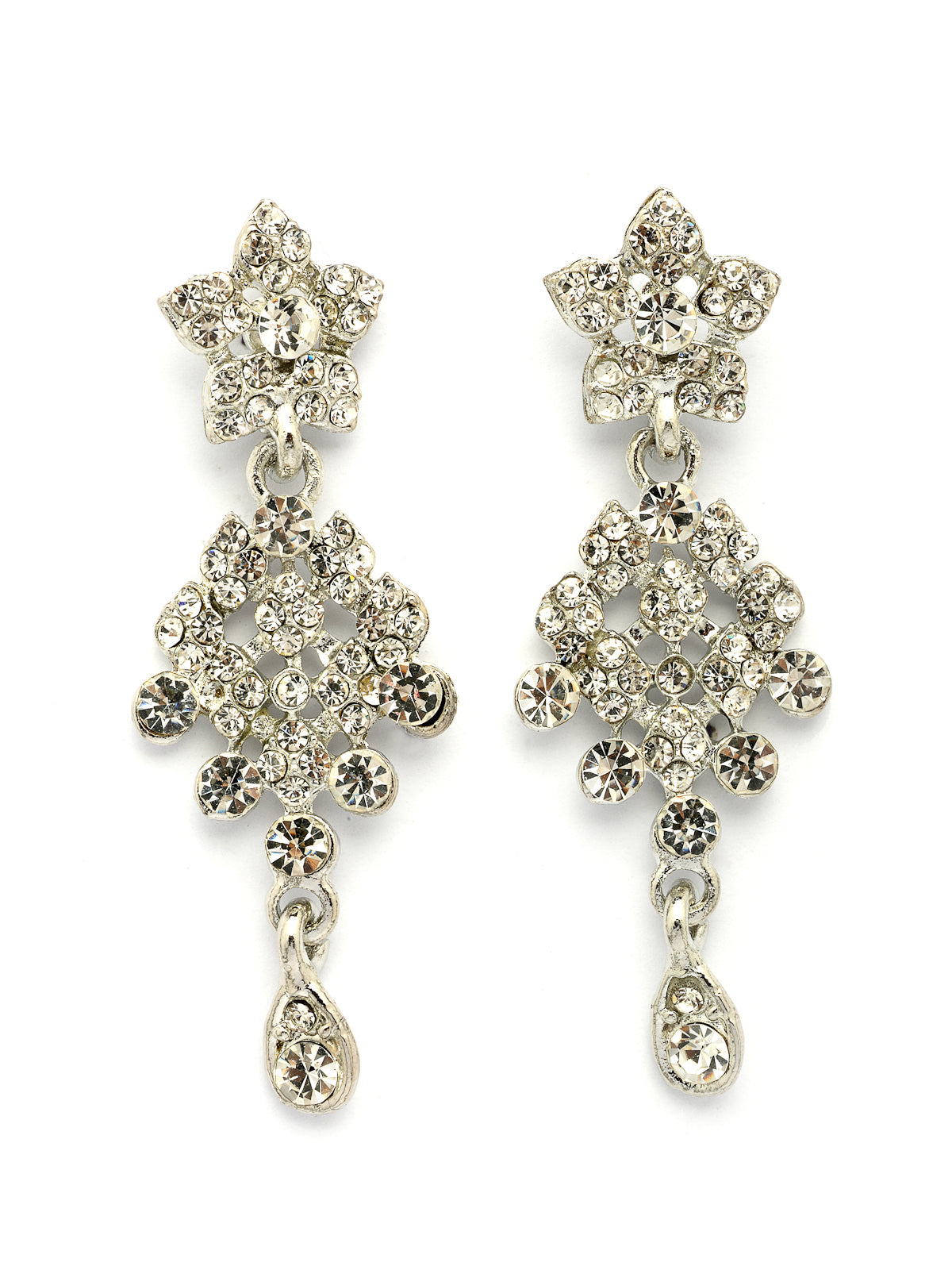 Sukkhi Splendid Fashionable Rhodium Silver Plated with AD Stone Studded Choker Necklace with Dangle Earring Maantikka Jewellery Set for Women & Girls|NS107350