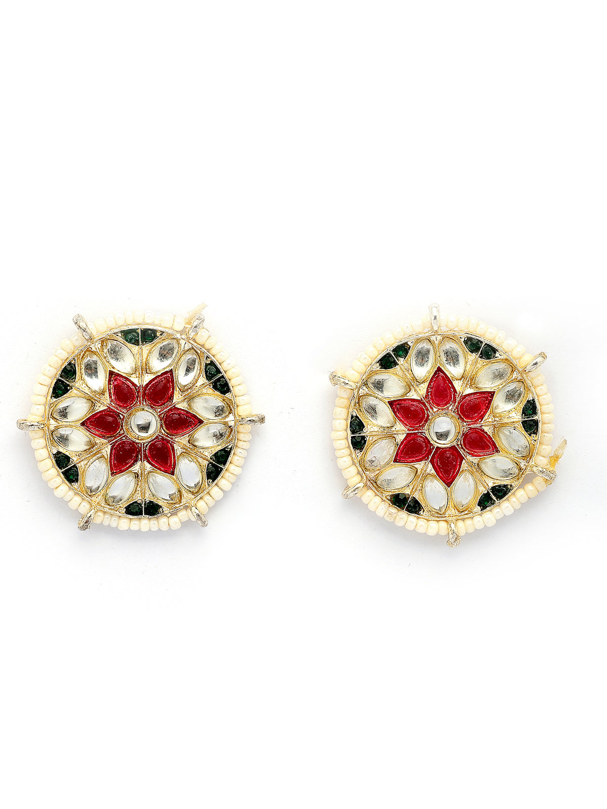 Sukkhi Stylish Traditional Pink Kundan & Green Beads with Gold Plated Choker Necklace & Floral Studs Earring & Ring Jewellery Set for Women & Girls|NS107358