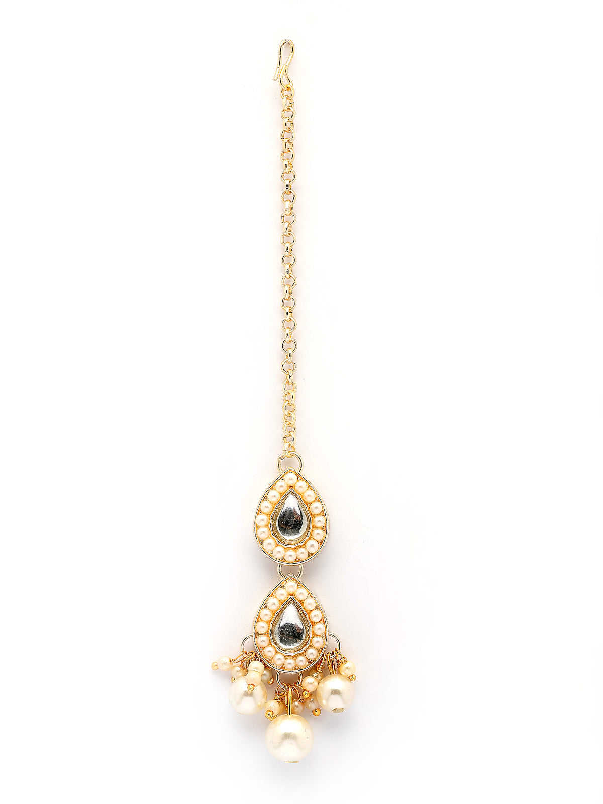Sukkhi Good Looking Stylish Kundan & Pearls Studded White Choker Necklace with Drop Earring Maangtikka Jewellery Set For Women & Girls|Suited for All Festive Occasions|NS107361