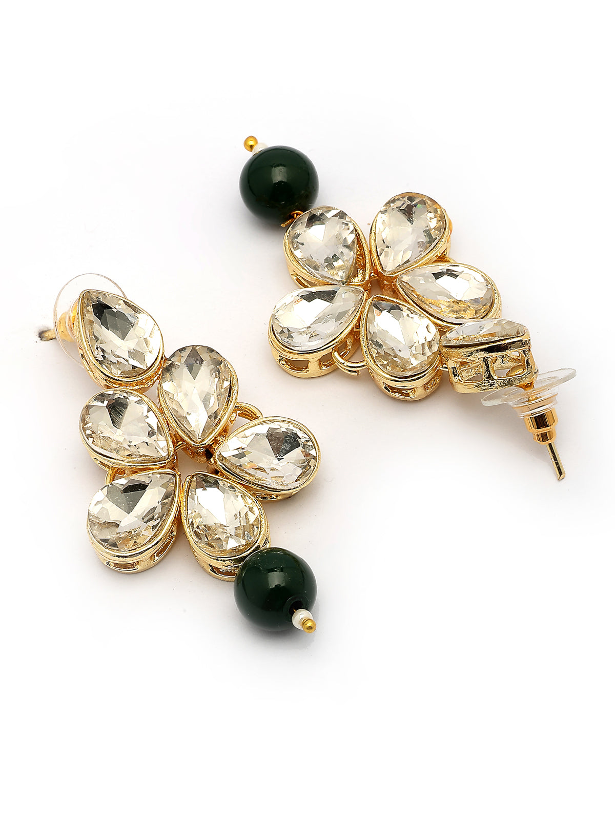 Sukkhi Festive Fashion Gold Plated Faux Beads & Kundan Studded Green Necklace with Drop Earring Jewellery Set for Women & Girls|NS107364