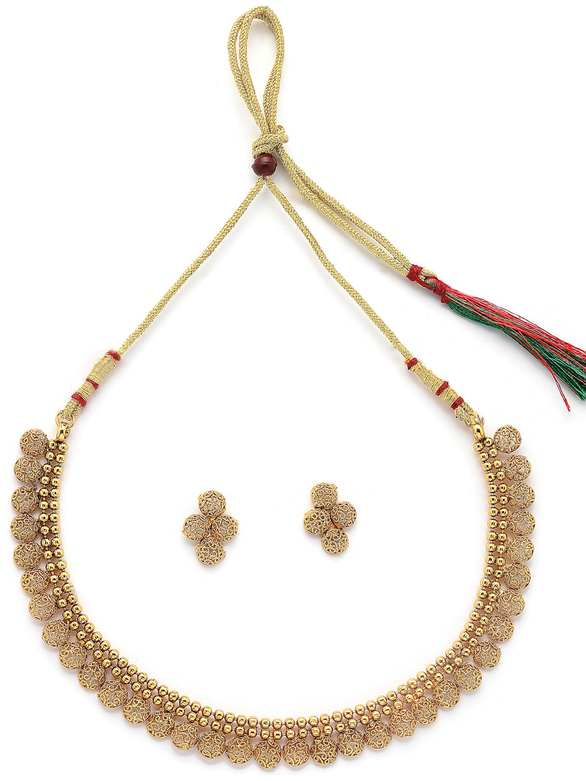 Sukkhi Ethnic Style One Gram Gold Plated with Filigree Design Choker Necklace & Studs Earrings Jewelley Set for Women & Girls |NS107366