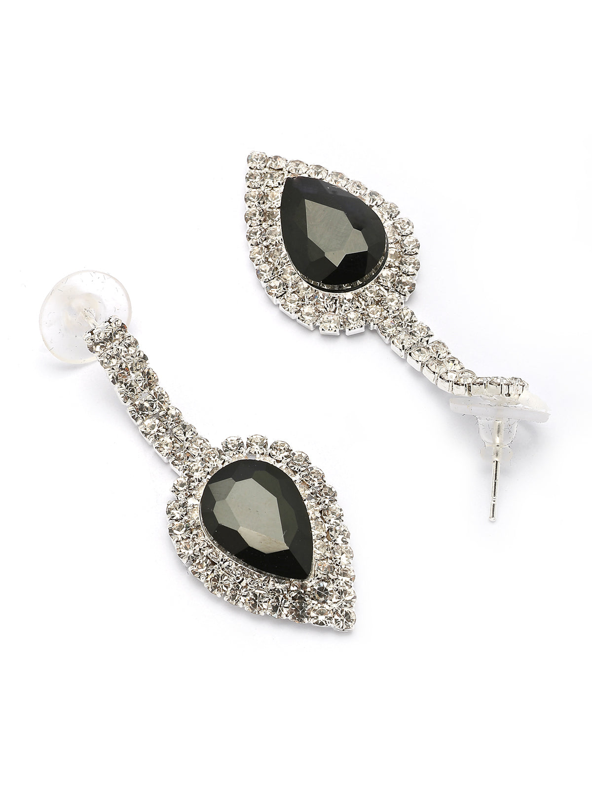 Sukkhi Sparkling Fashionable Rhodium Plated Silver AD Stone Diamond Studded Choker Necklace with Drop Earring Jewellery Set for Women & Girls| Perfect for All Festive Occasions|NS107373