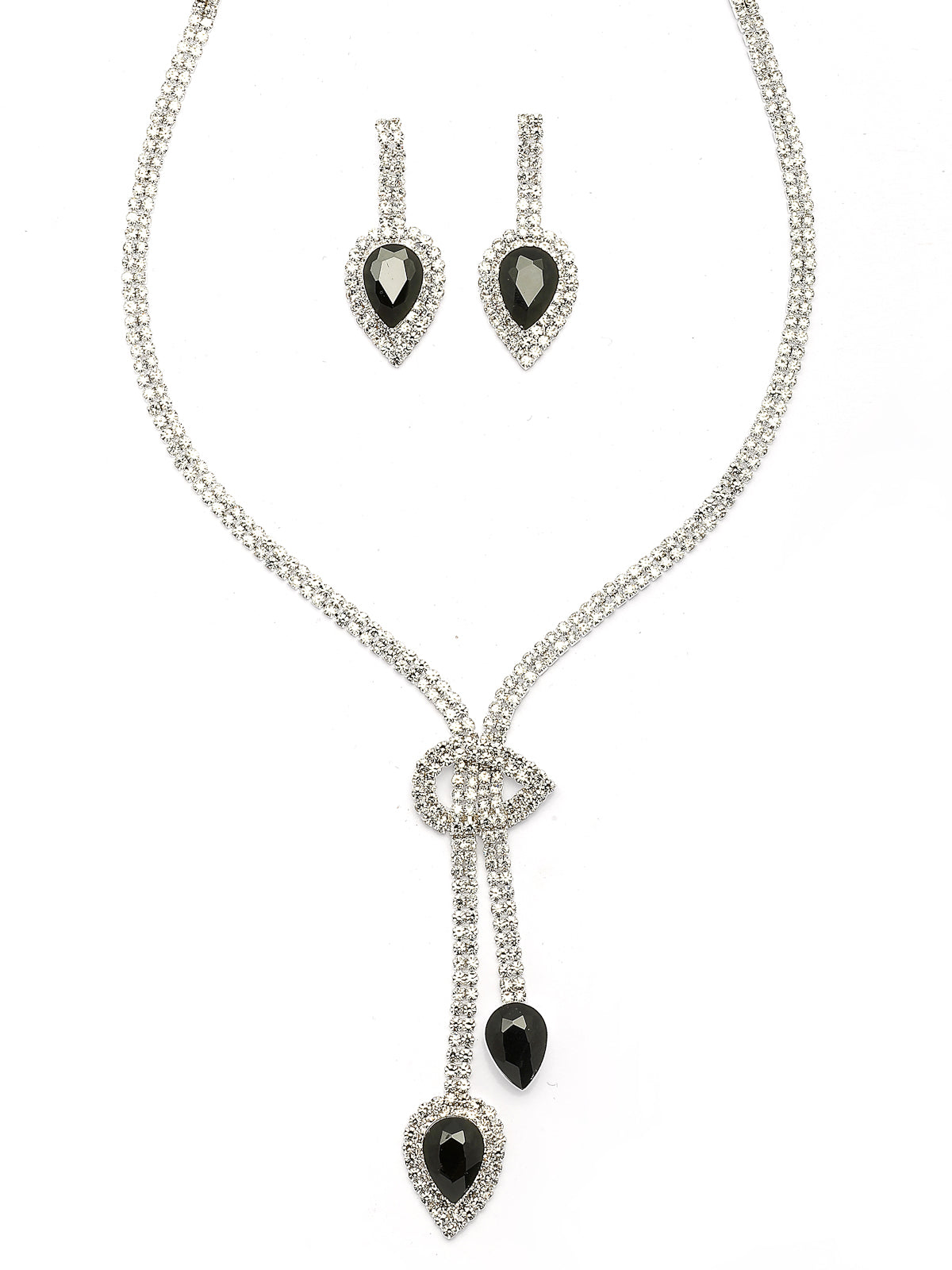 Sukkhi Sparkling Fashionable Rhodium Plated Silver AD Stone Diamond Studded Choker Necklace with Drop Earring Jewellery Set for Women & Girls| Perfect for All Festive Occasions|NS107373