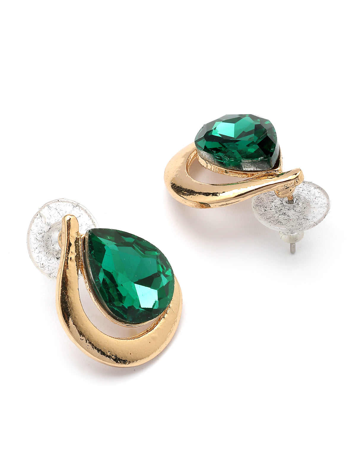 Sukkhi Celebrity Inspired Stylish AD Stone Studded Gold Plated Green Drop Style Choker Necklace With Studs Earring Jewellery Set for Women & Girls|NS107381