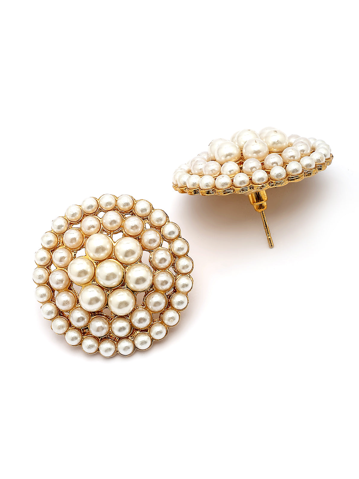 Sukkhi Beautiful Bright Gold Plated Handmade Multilayer Pearls Choker Necklace with Studs Earring Jewellery Set For Women & Girls|Perfect for All Occasions|NS107385