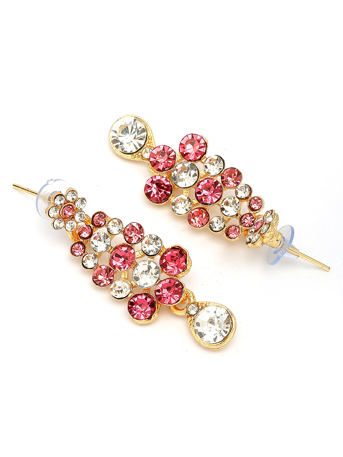 Sukkhi Elegant Fashion Design Gold Plated AD Stones Studded Pink Choker Necklace with Dangle Earring Jewellery For Women & Girls| Best Suited for All Occasions|NS107388