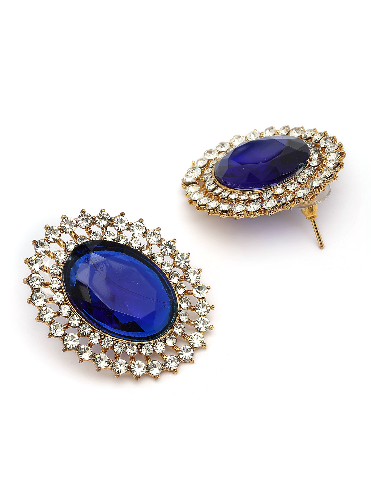 Sukkhi Eye-Catchy Gold Plated with Multi String Faux Pearls Blue Choker Necklace with Studs Earring Jewellery Set For Women & Girls|NS107389